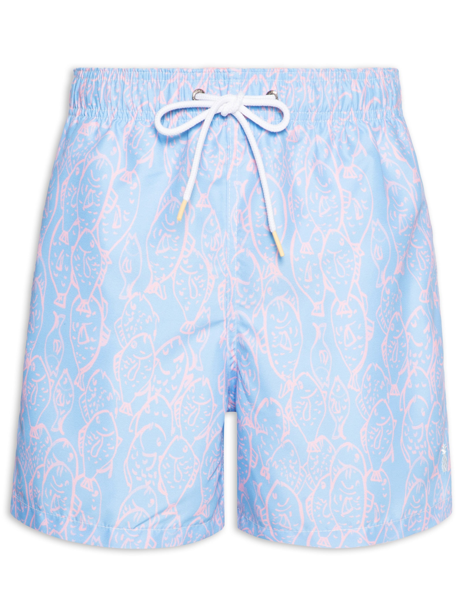 Short Masculino Praia Peixes Azul Pineapple