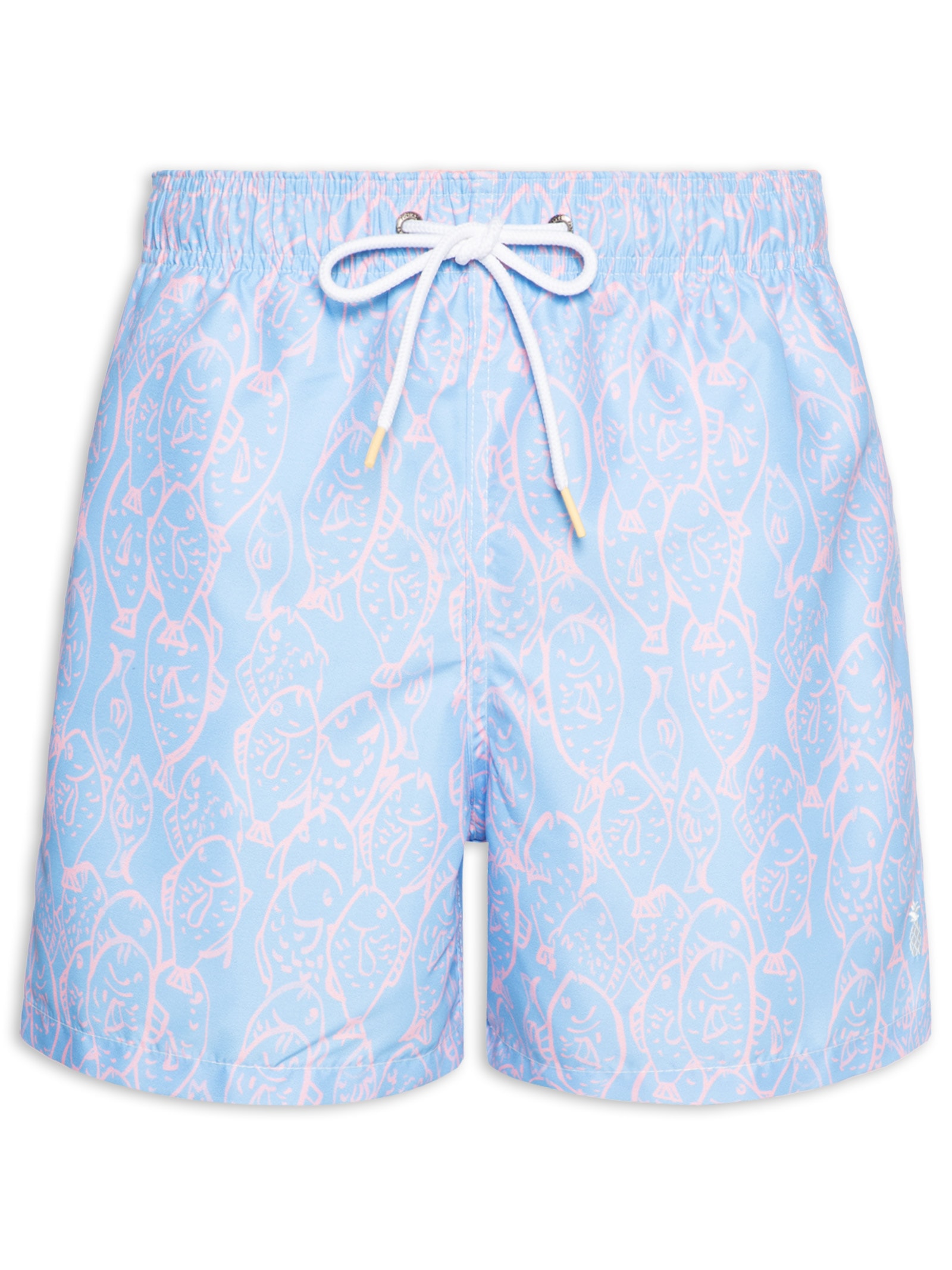 Short Masculino Praia Peixes Azul Pineapple