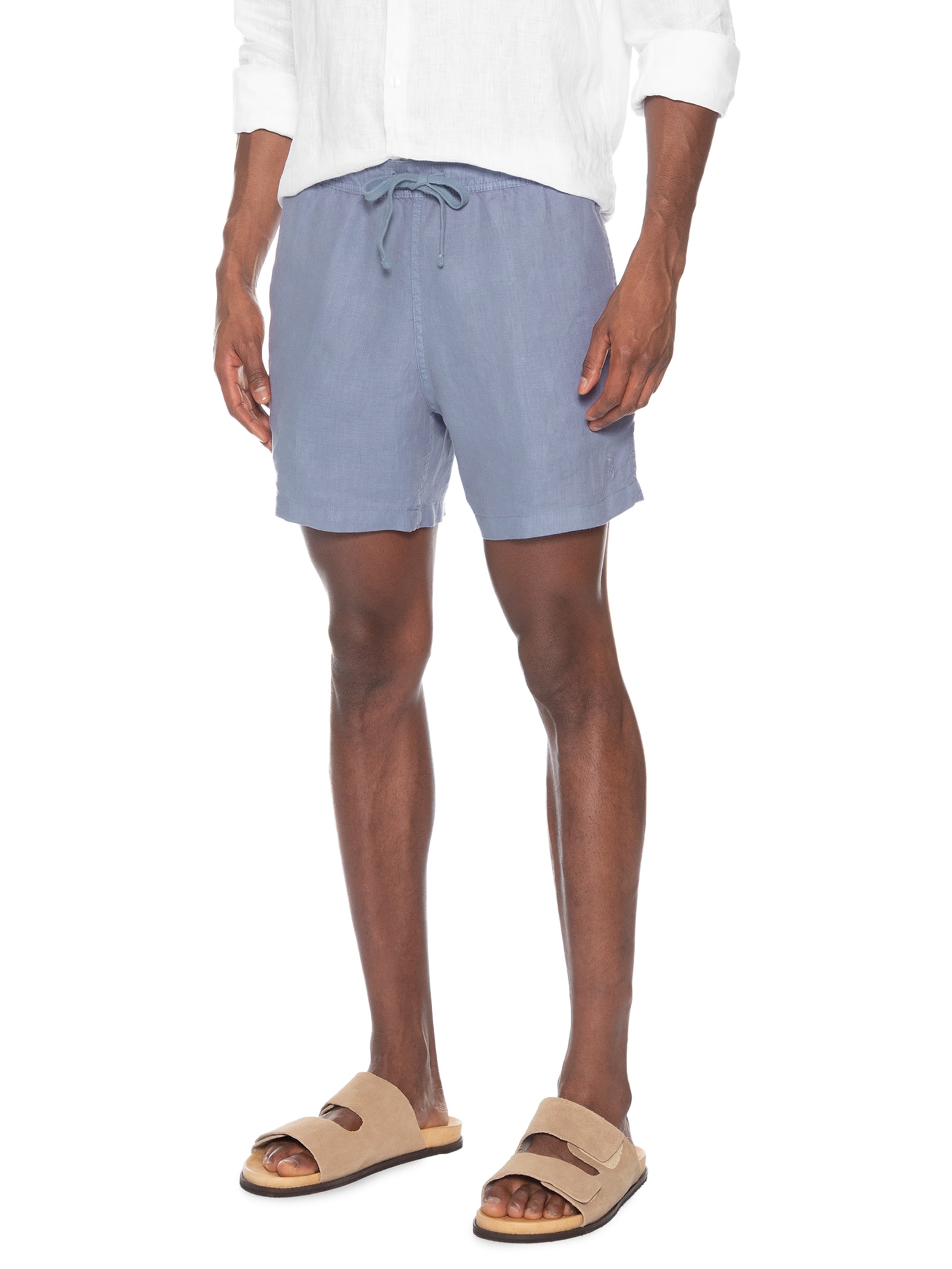 Short Masculino Puro Linho Azul Pineapple