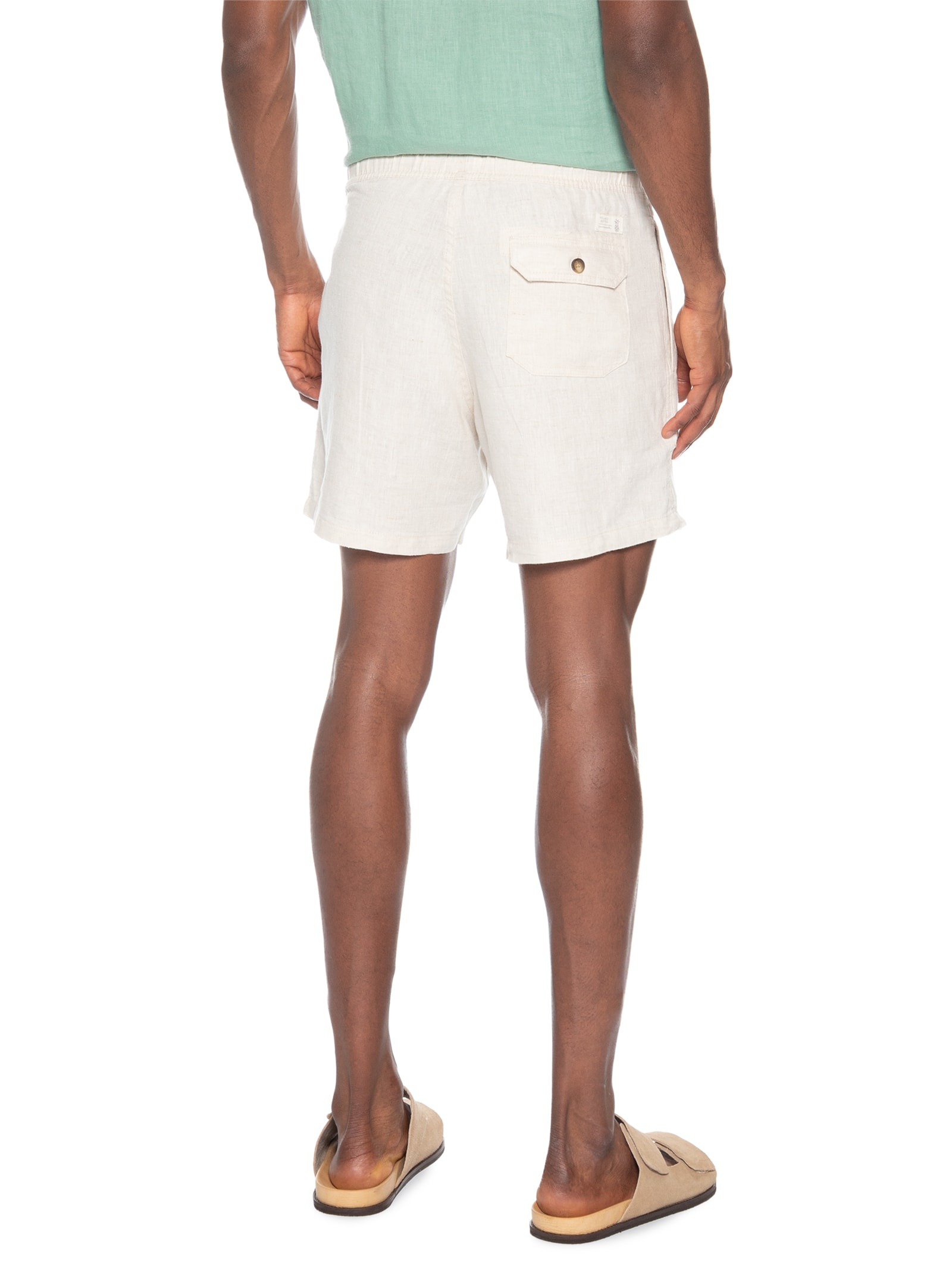 Short Masculino Puro Linho Bege Pineapple