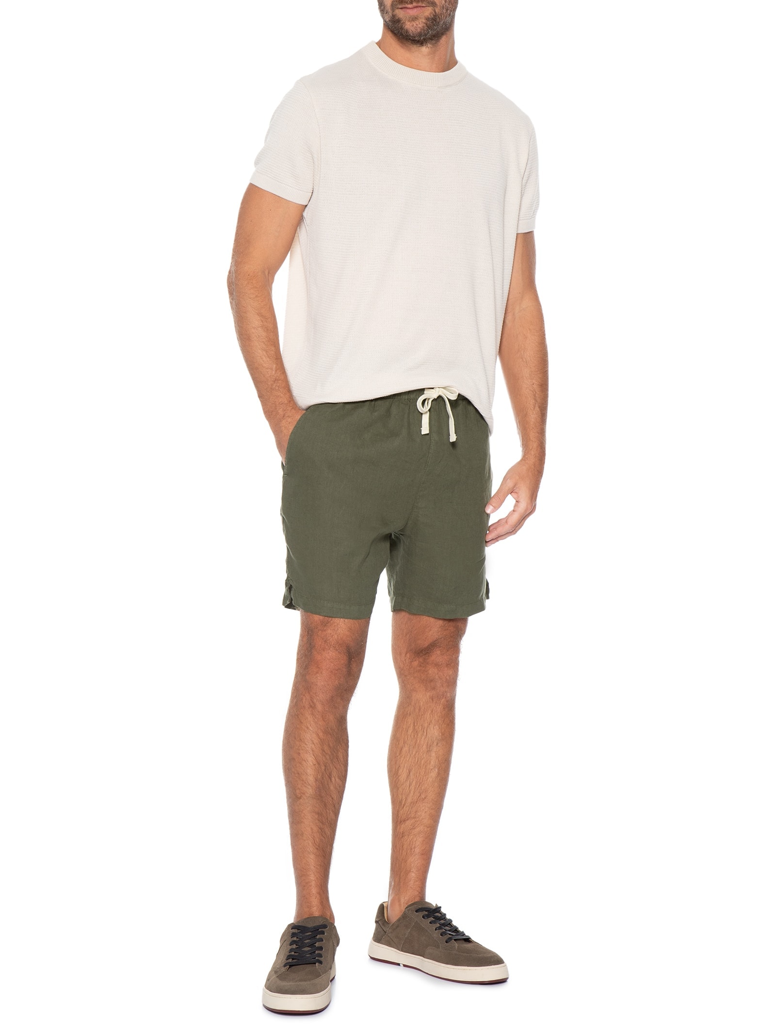 Short Masculino Puro Linho Pier Verde Foxton