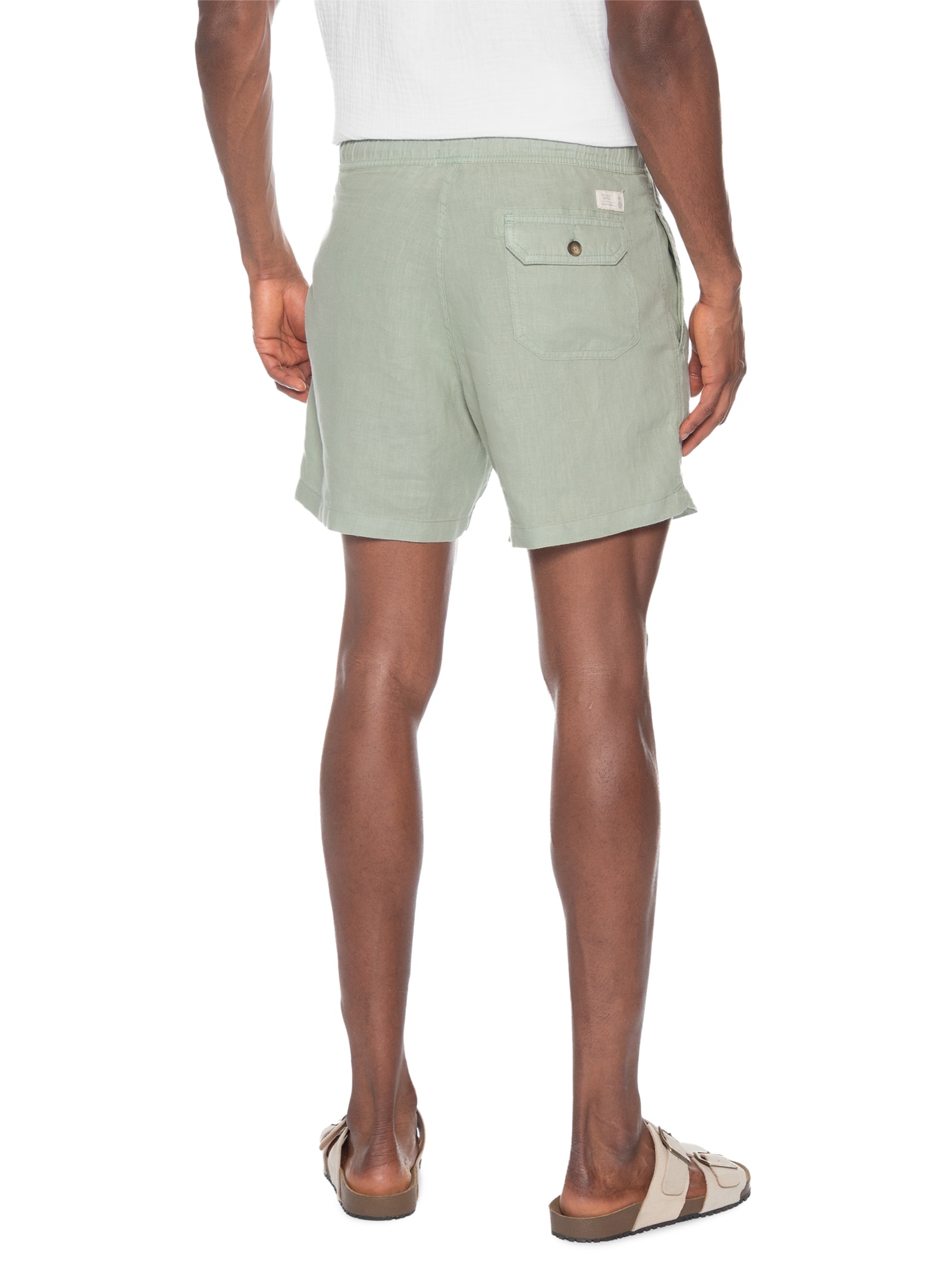 Short Masculino Puro Linho Verde Claro Pineapple