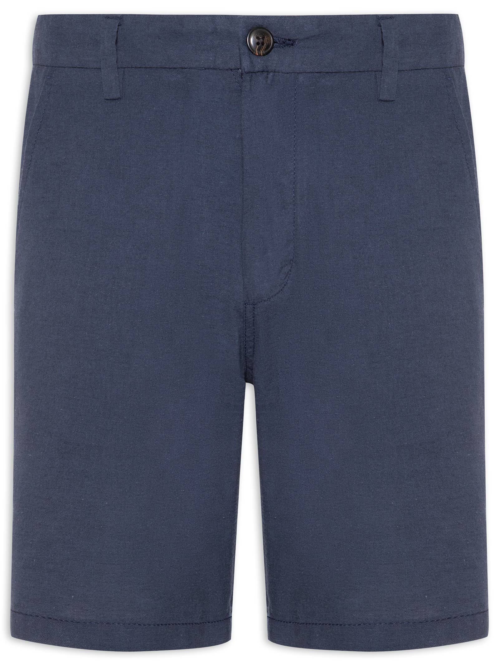 Short Masculino Regular Fit Blend De Linho Azul Jack & Jones