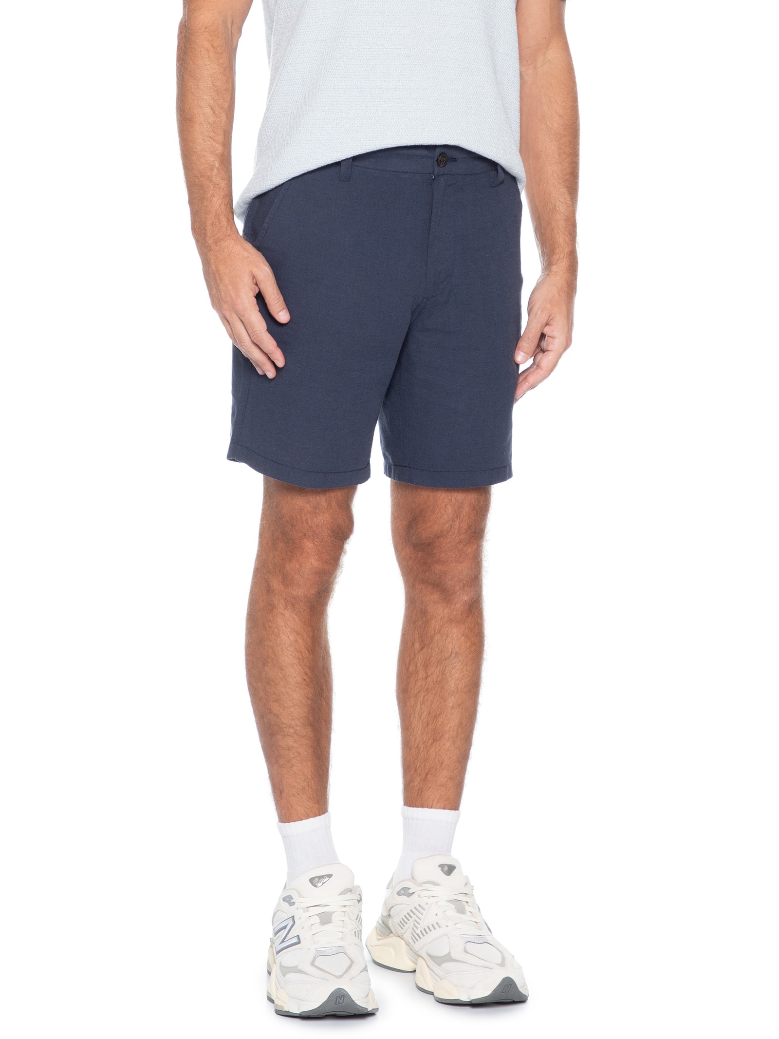 Short Masculino Regular Fit Blend De Linho Azul Jack & Jones