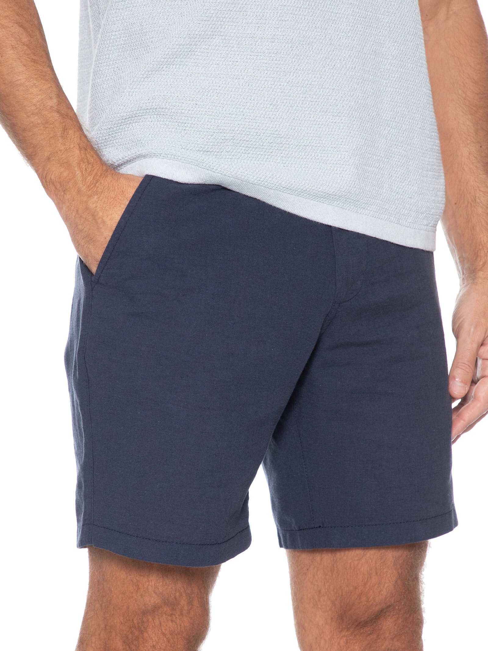 Short Masculino Regular Fit Blend De Linho Azul Jack & Jones