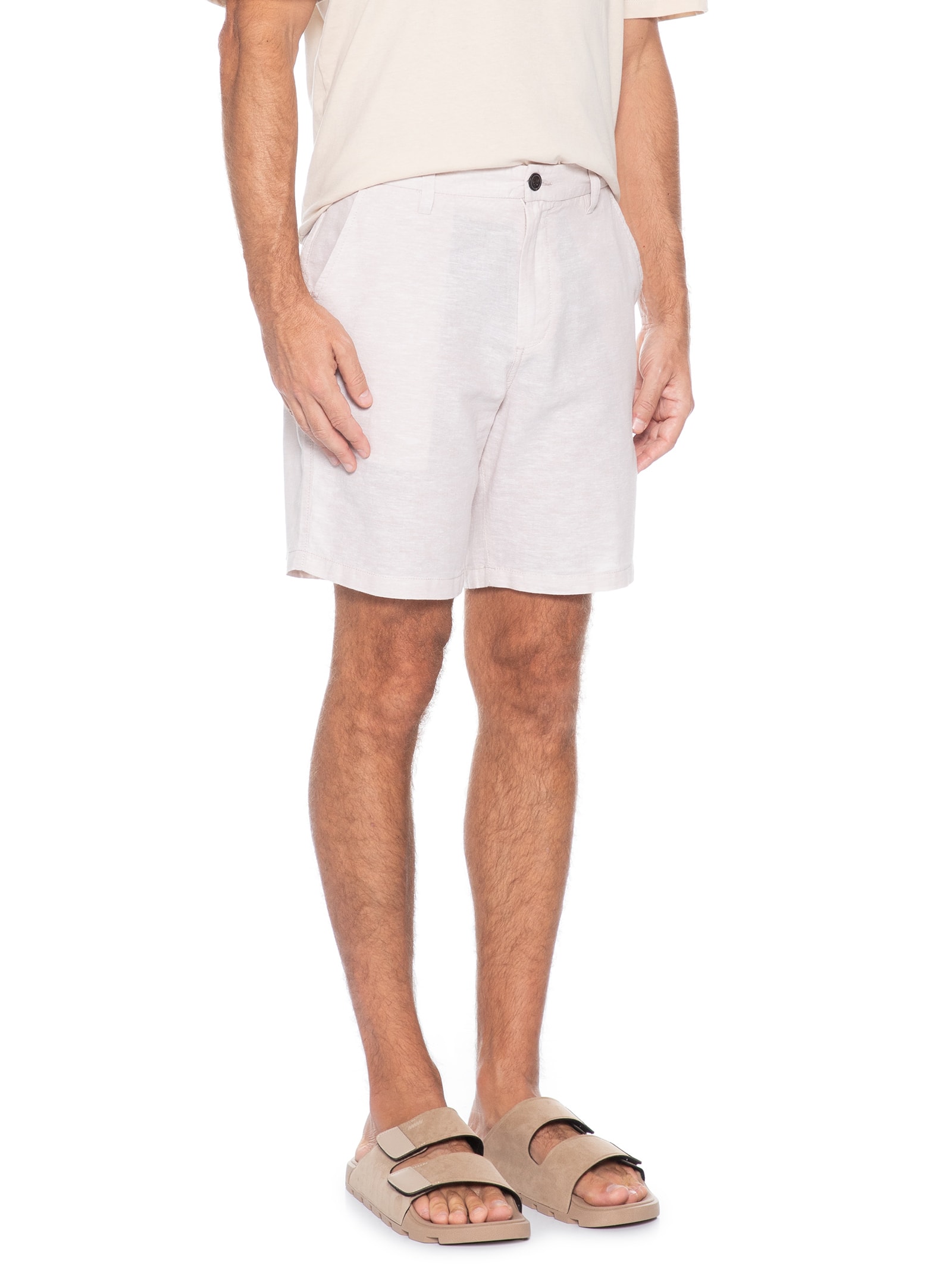 Short Masculino Regular Fit Blend De Linho Bege Jack & Jones