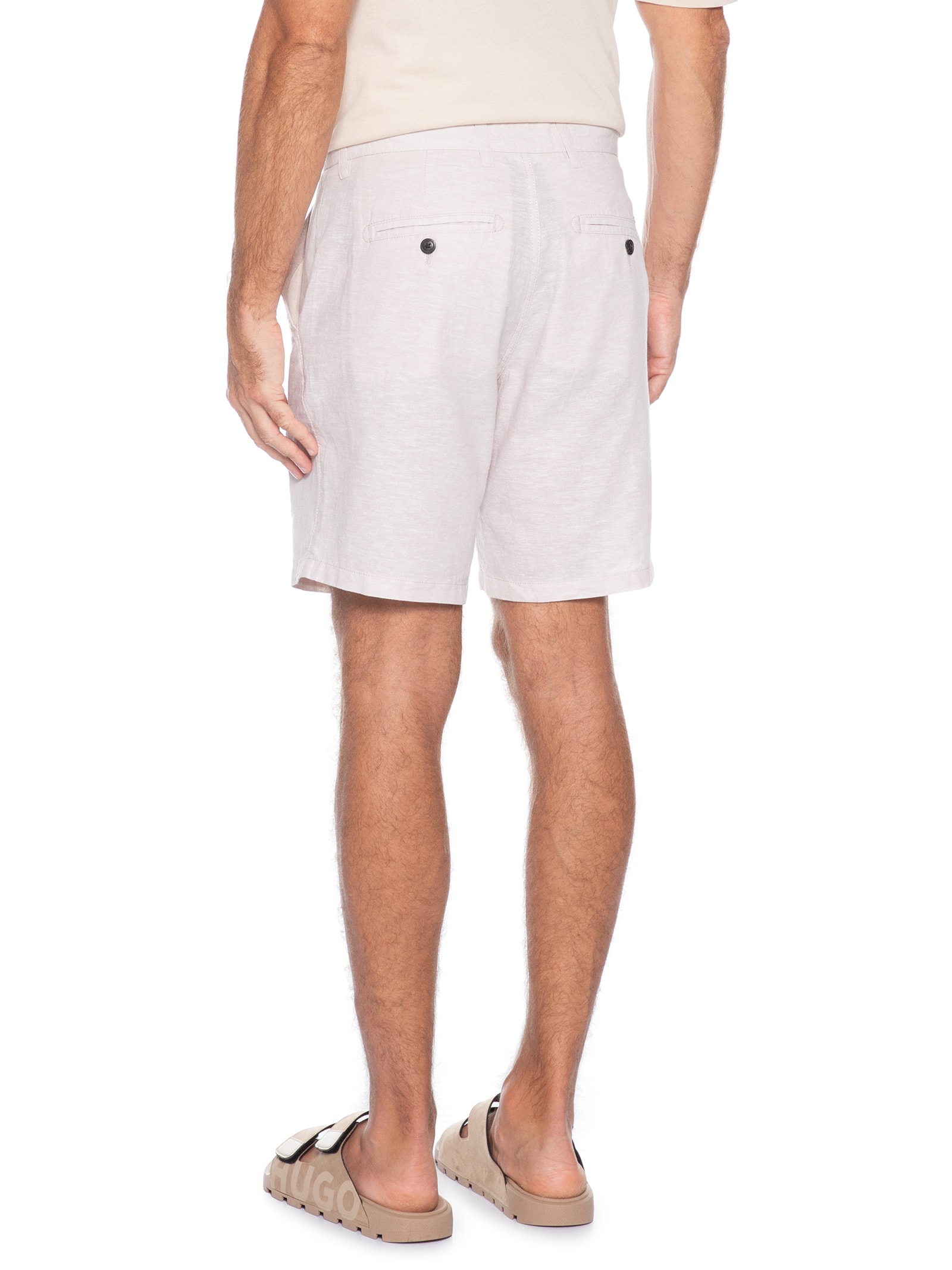 Short Masculino Regular Fit Blend De Linho Bege Jack & Jones