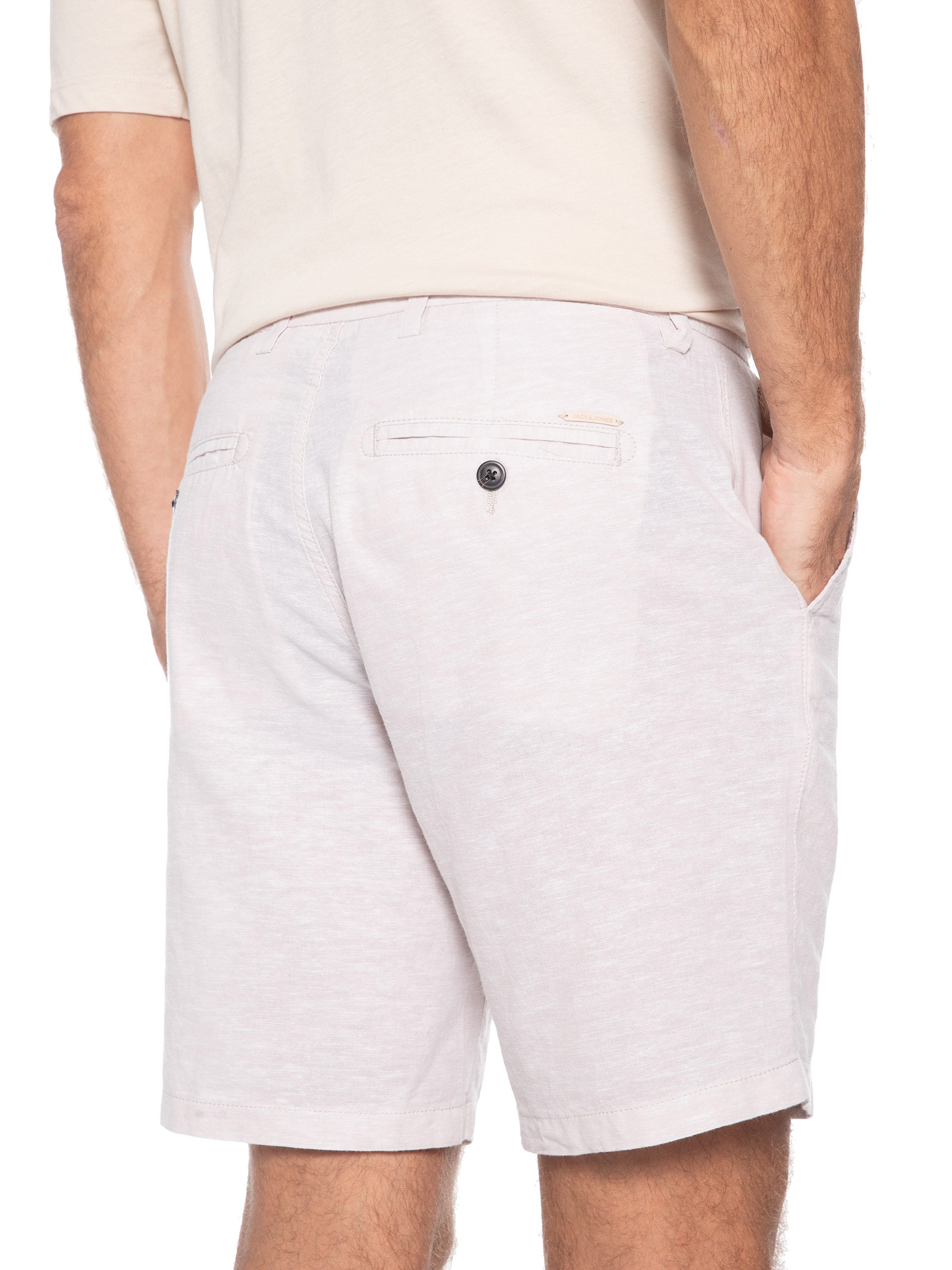 Short Masculino Regular Fit Blend De Linho Bege Jack & Jones