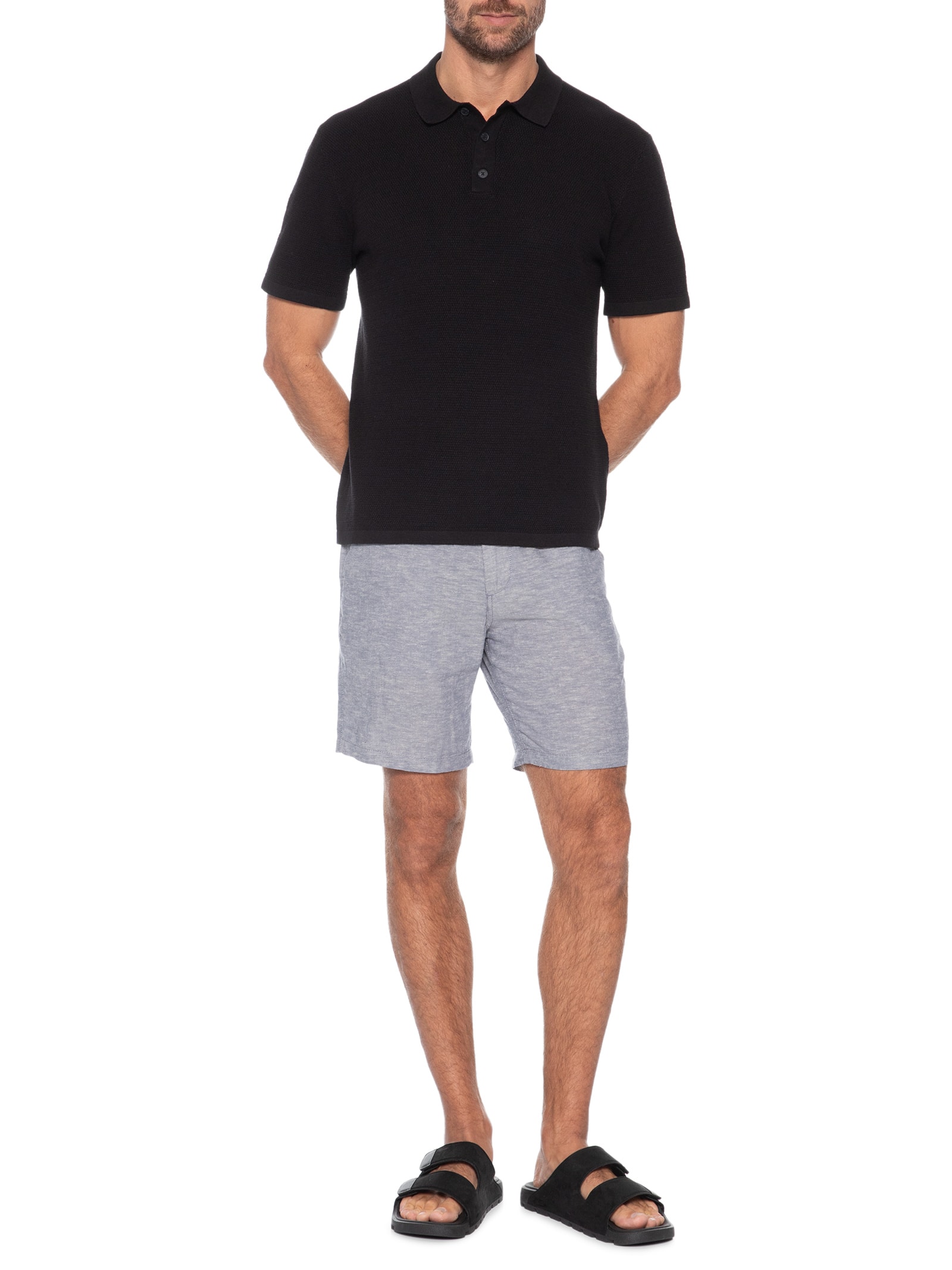 Short Masculino Regular Fit Blend De Linho Cinza Jack & Jones