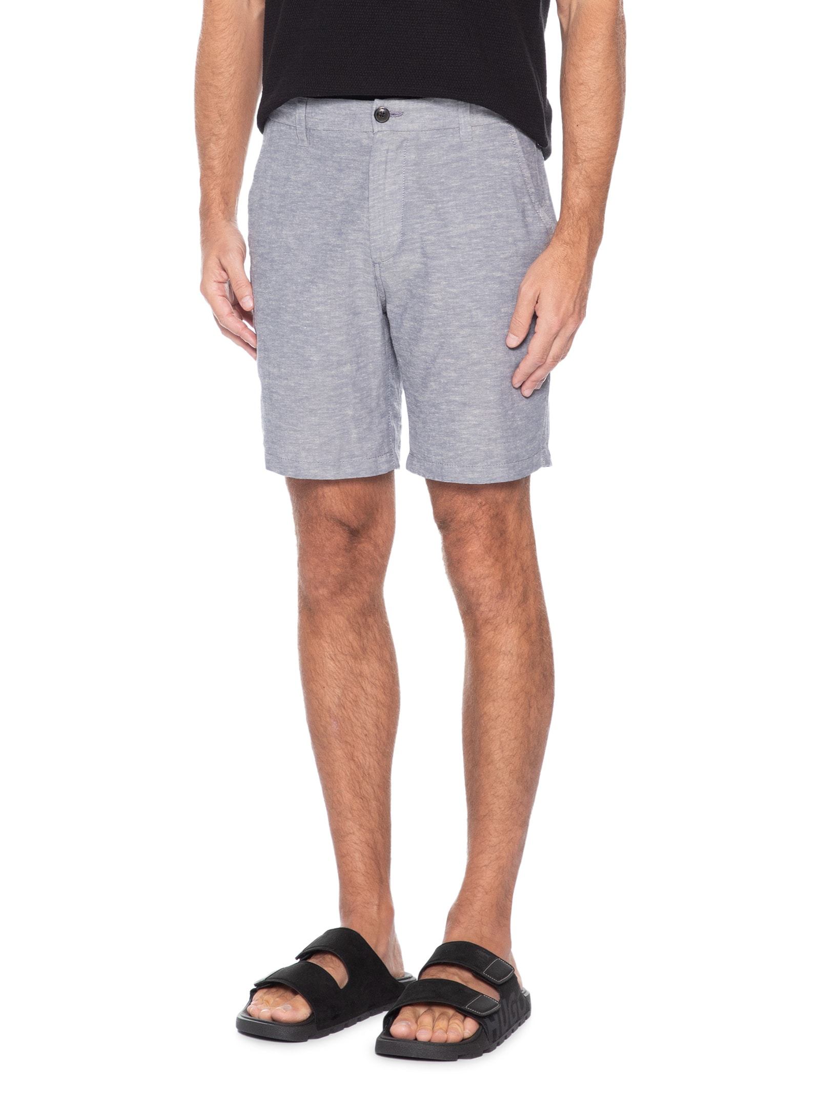 Short Masculino Regular Fit Blend De Linho Cinza Jack & Jones