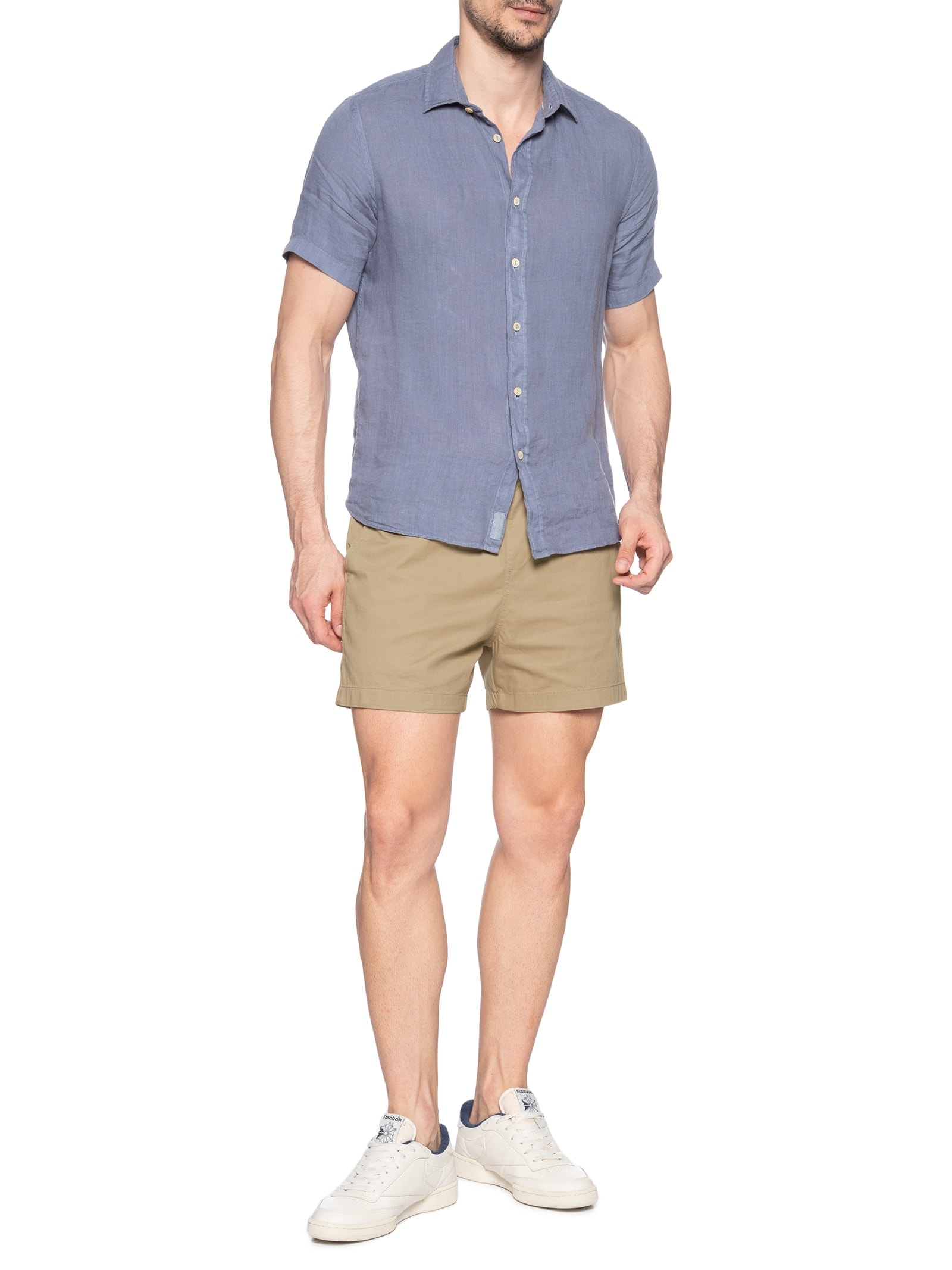 Short Masculino Sarja Color Bege Basiq Men