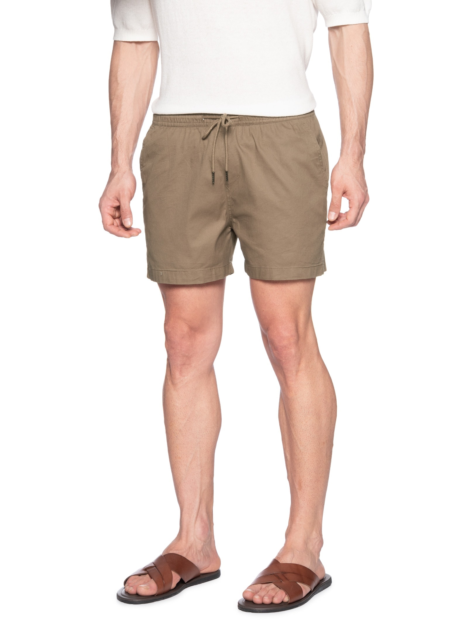 Short Masculino Sarja Color Marrom Basiq Men