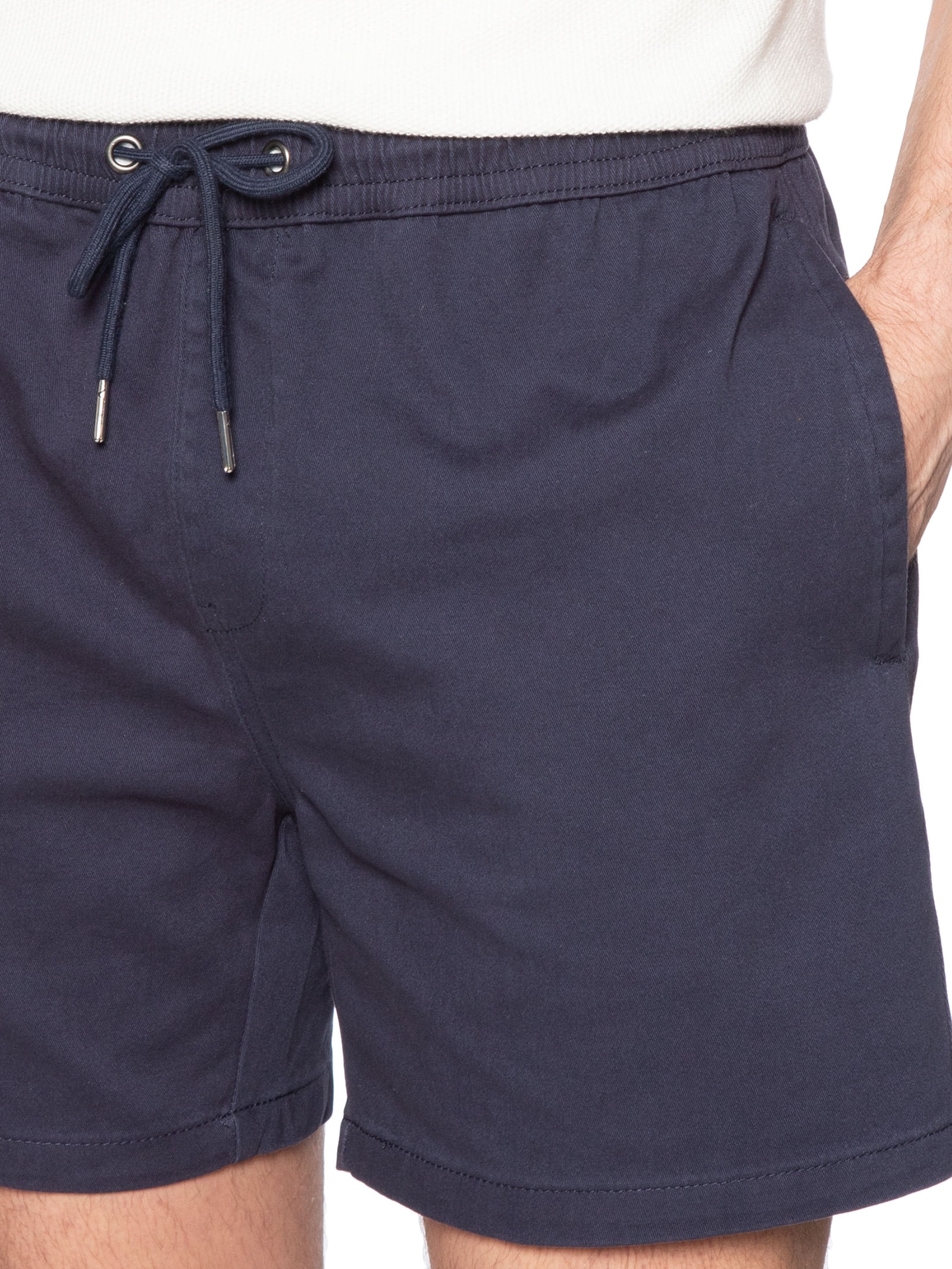 Short Masculino Sarja Com Elástico Azul Basiq Men