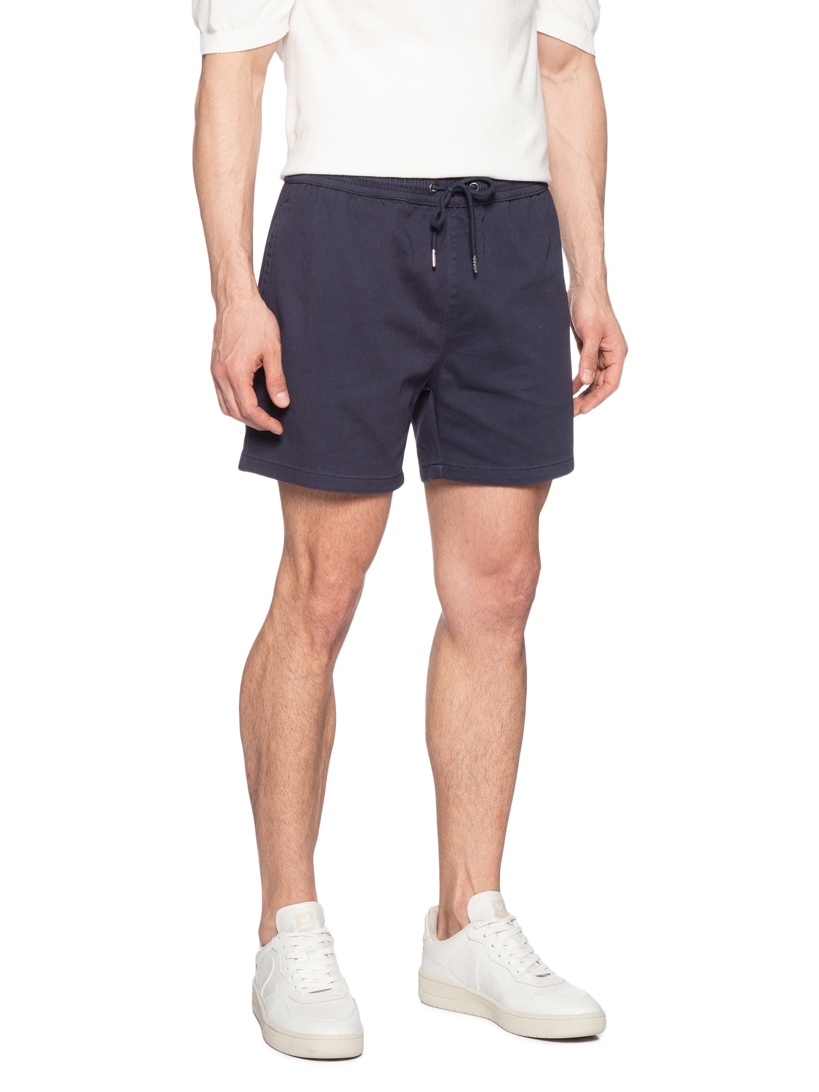 Short Masculino Sarja Com Elástico Azul Basiq Men