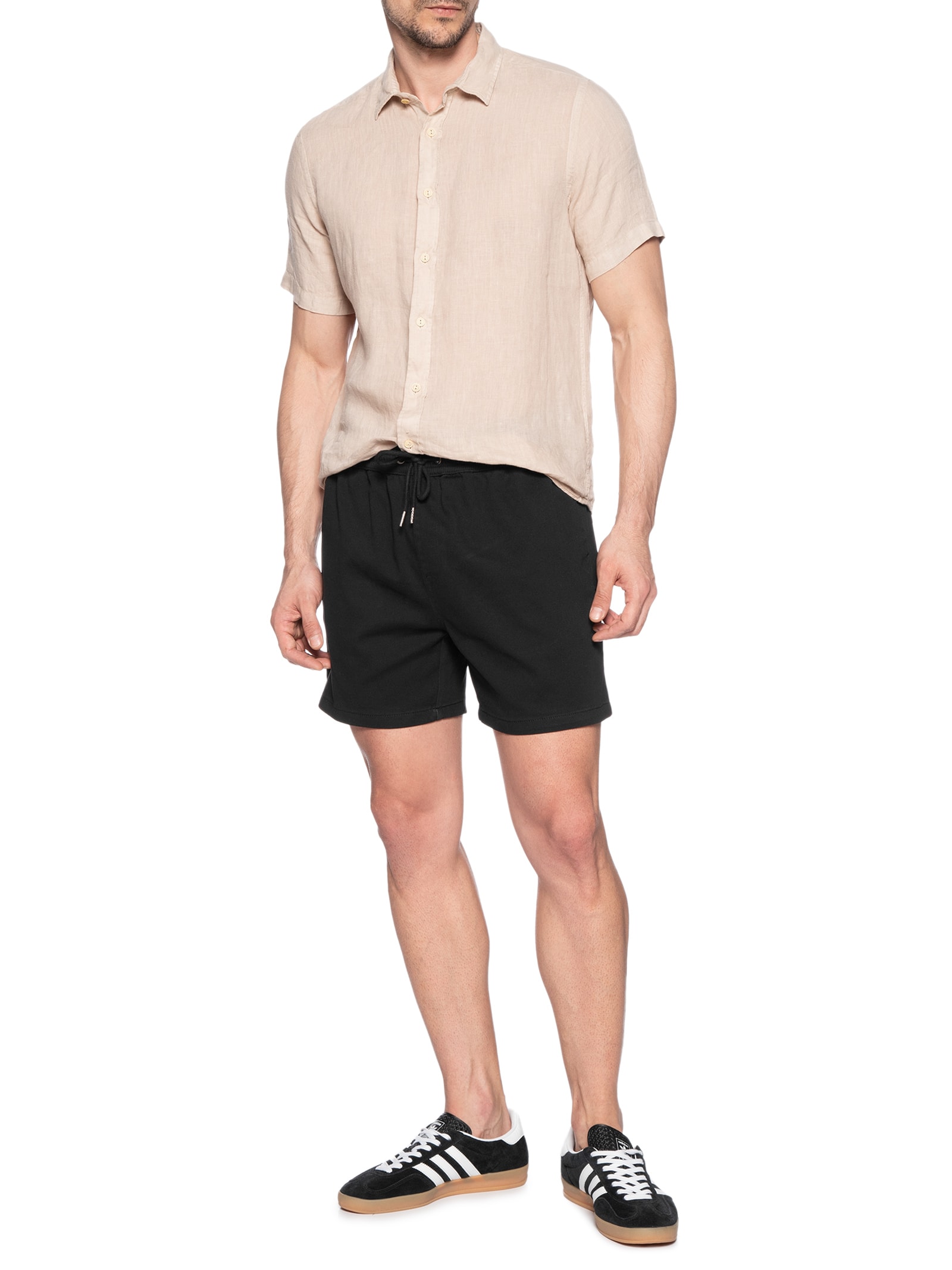 Short Masculino Sarja Com Elástico Preto Basiq Men