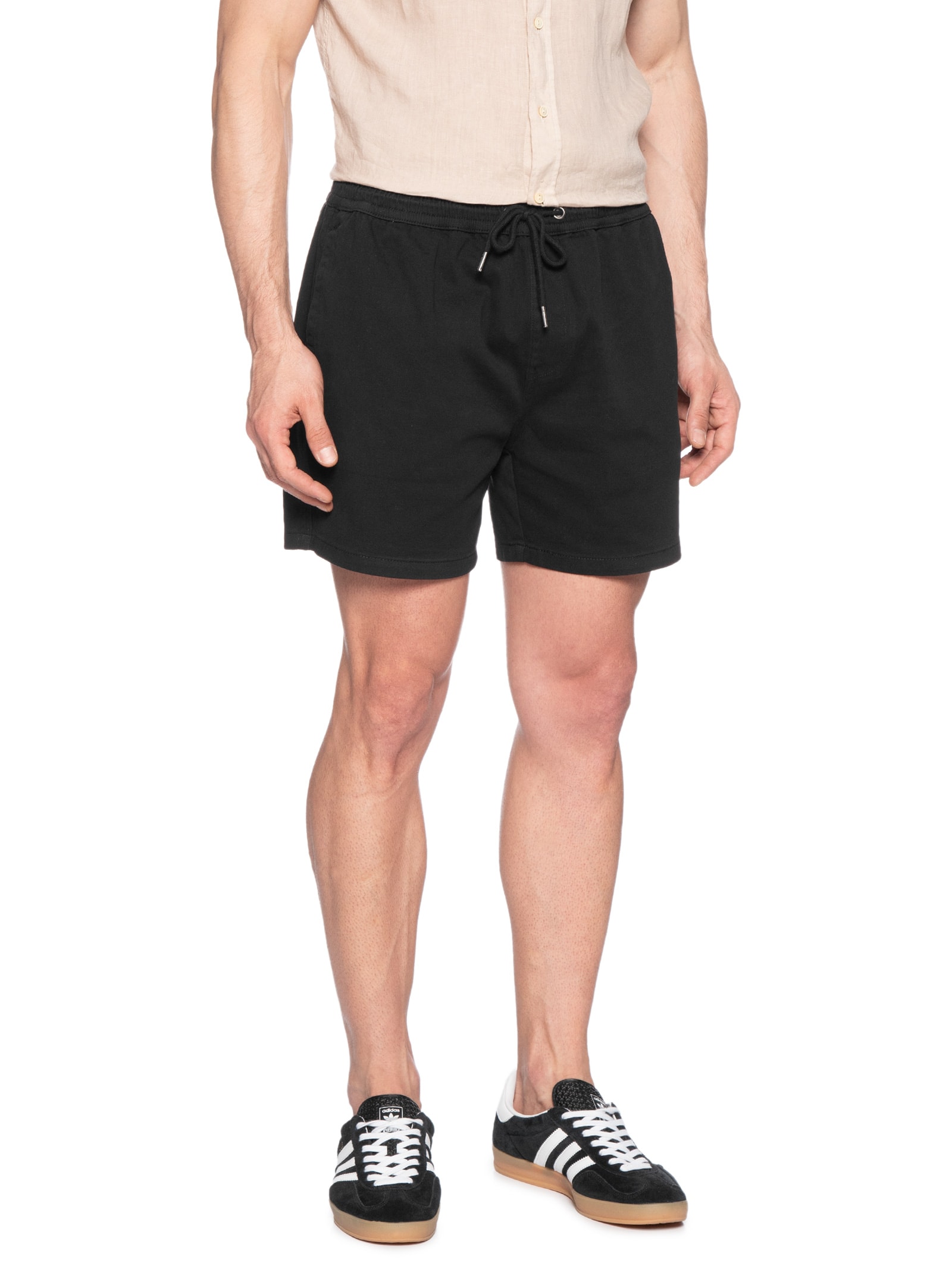 Short Masculino Sarja Com Elástico Preto Basiq Men