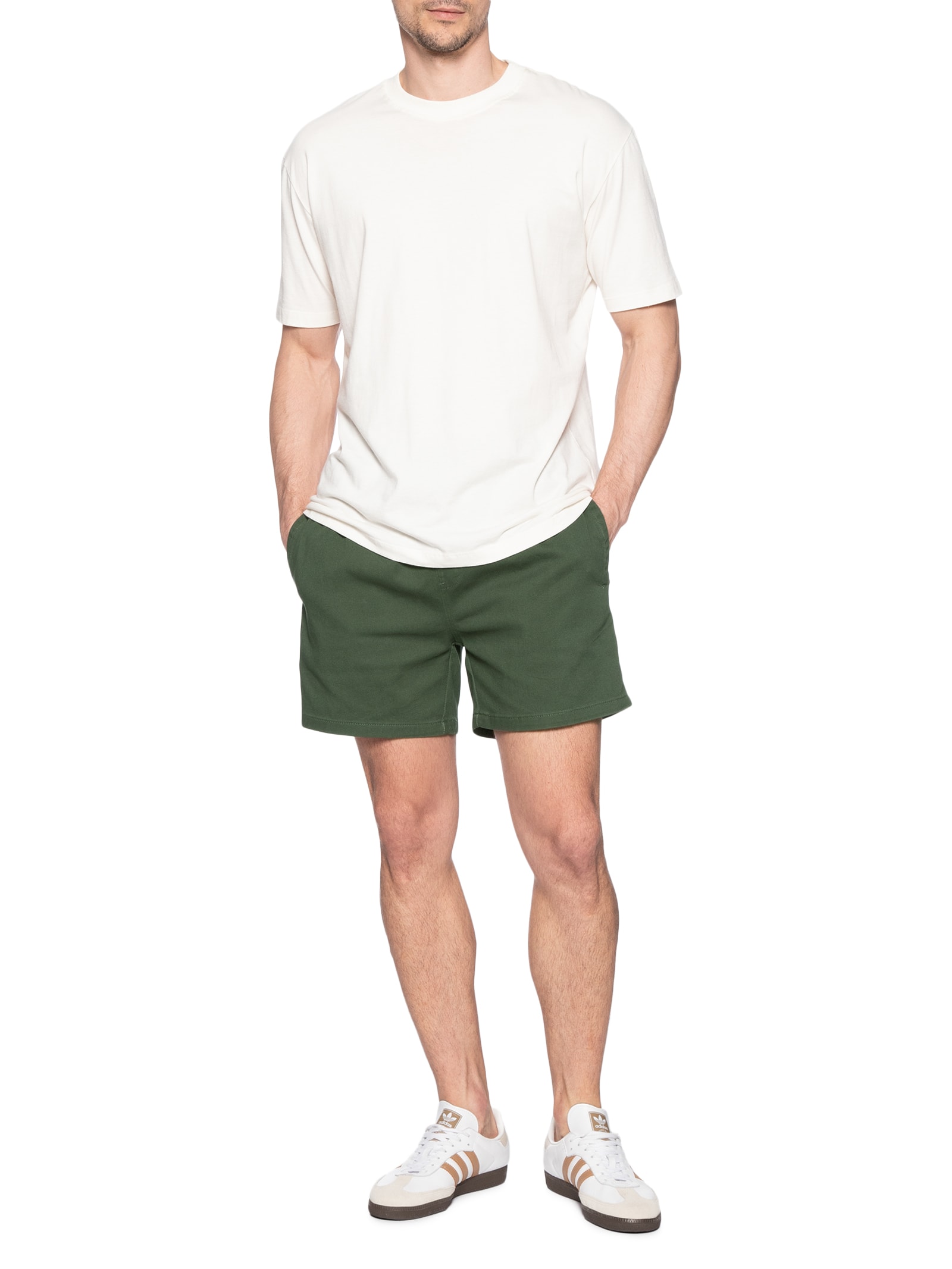 Short Masculino Sarja Com Elástico Verde Basiq Men