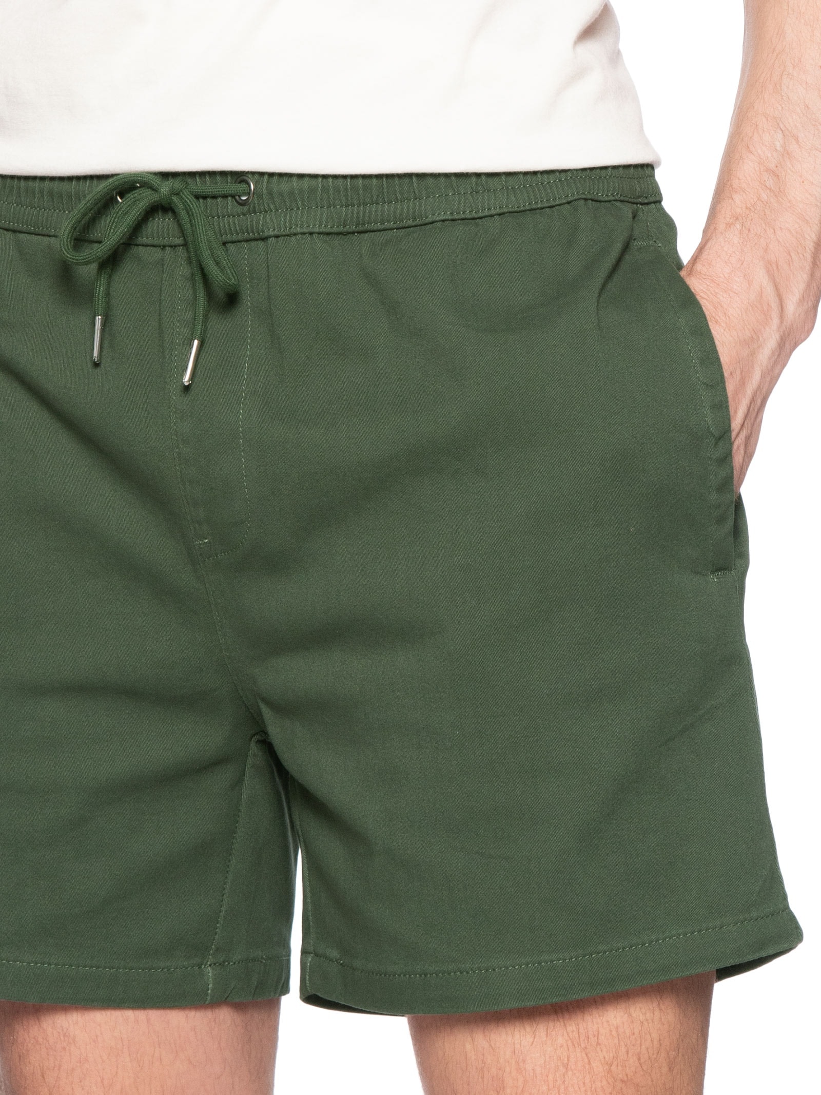 Short Masculino Sarja Com Elástico Verde Basiq Men