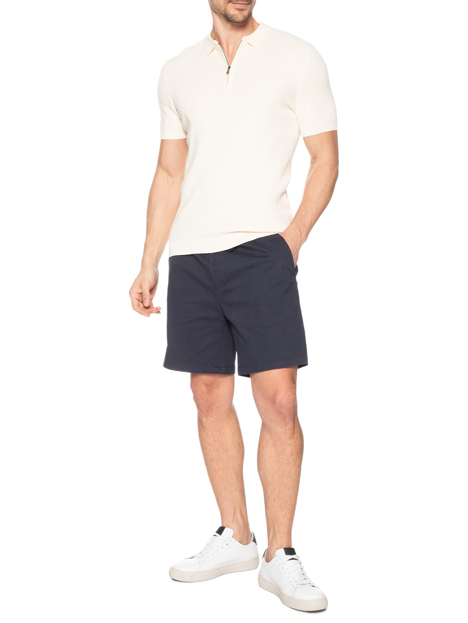 Short Masculino Sarja Cós Elástico Azul '2 Essential