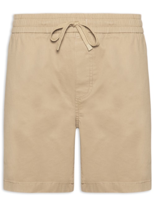 Short Masculino Sarja Cós Elástico - Bege