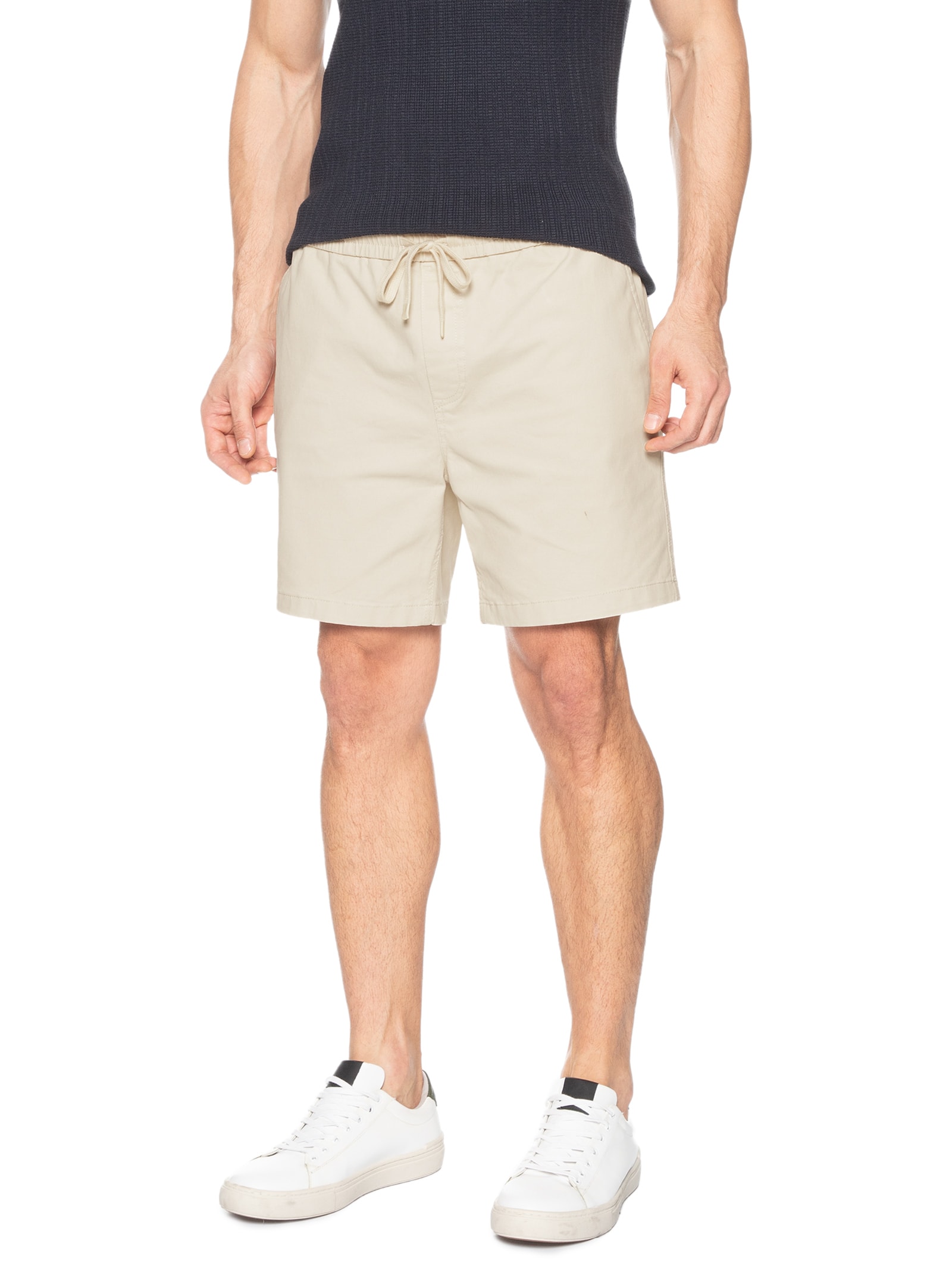 Short Masculino Sarja Cós Elástico Bege '2 Essential