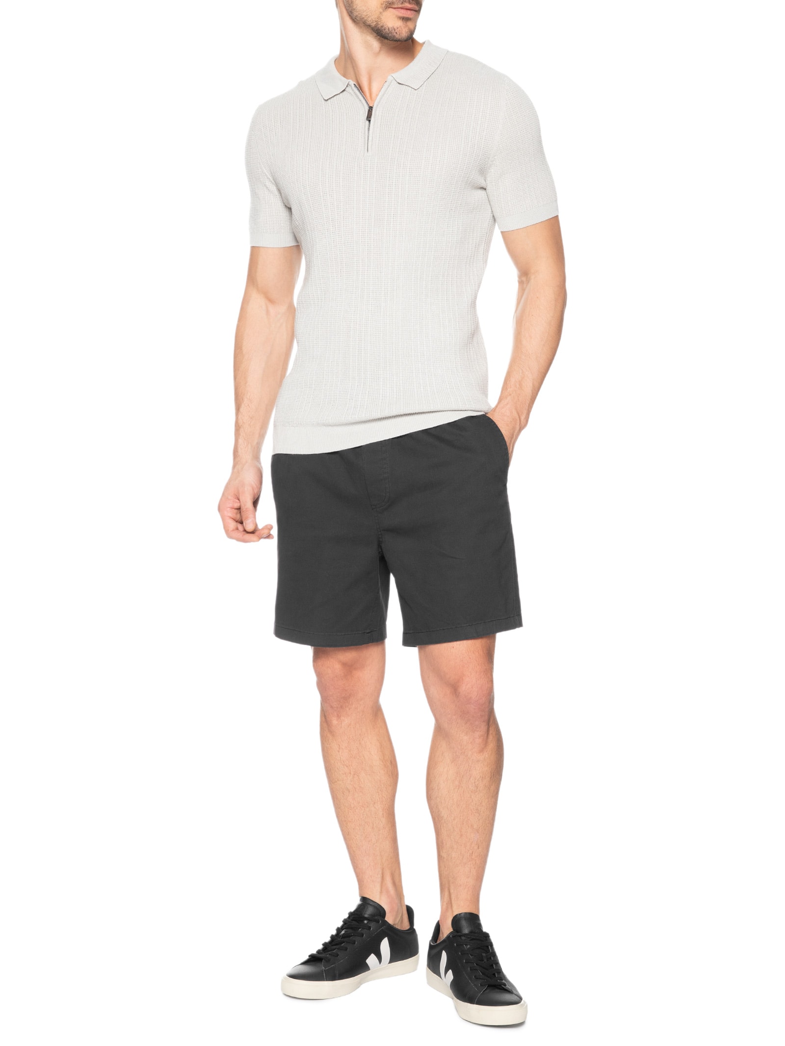 Short Masculino Sarja Cós Elástico Preto '2 Essential