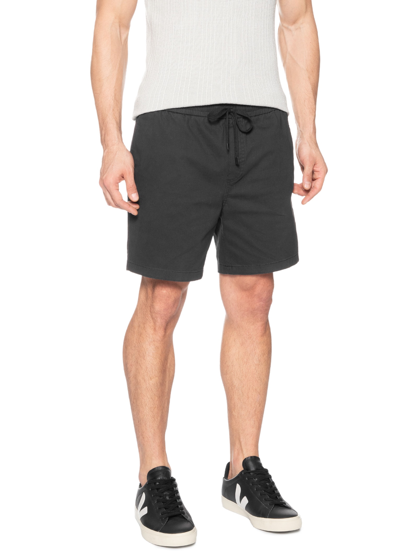 Short Masculino Sarja Cós Elástico Preto '2 Essential