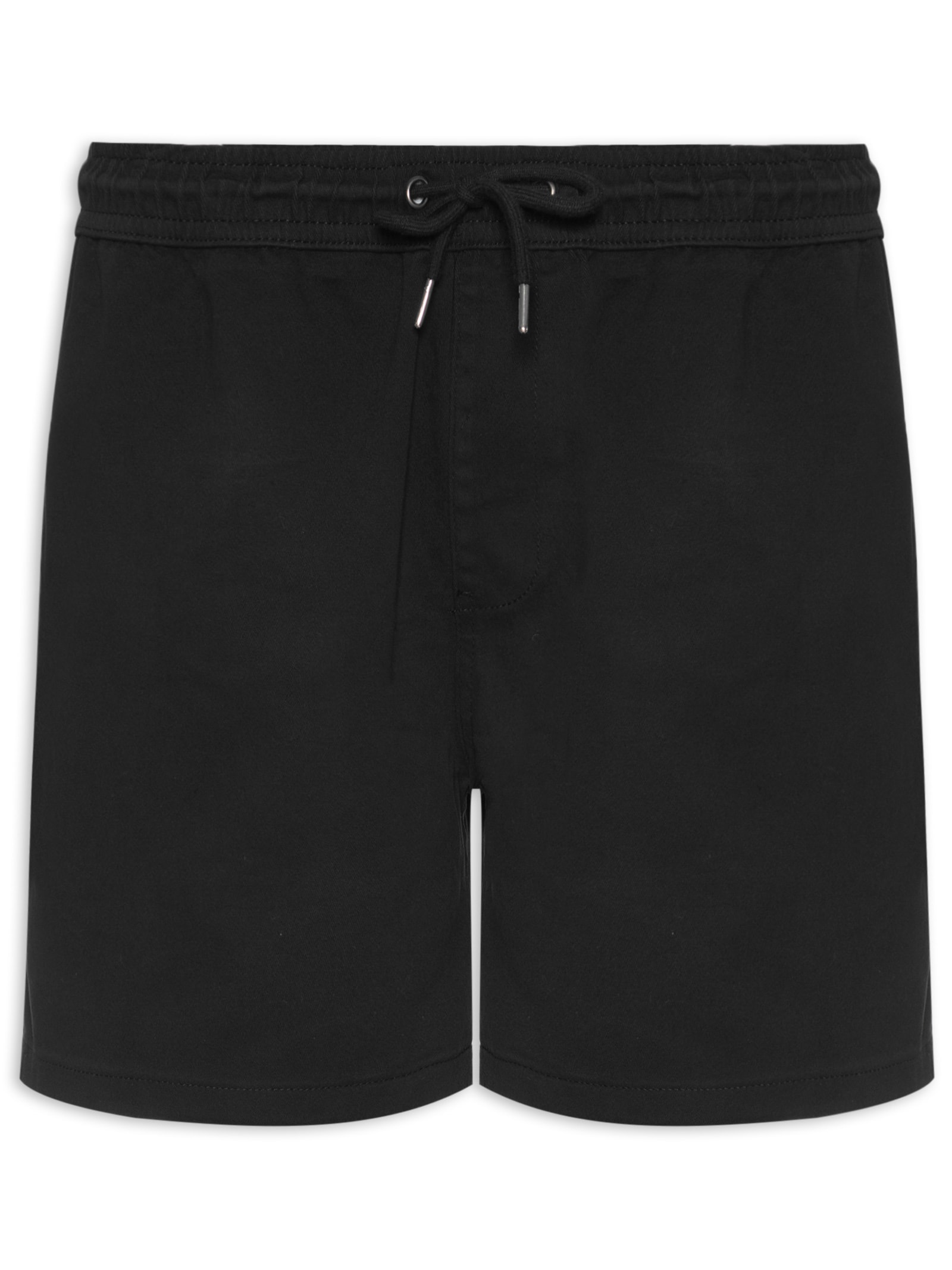 Short Masculino Sarja Elástico no Cós Preto Basiq Men