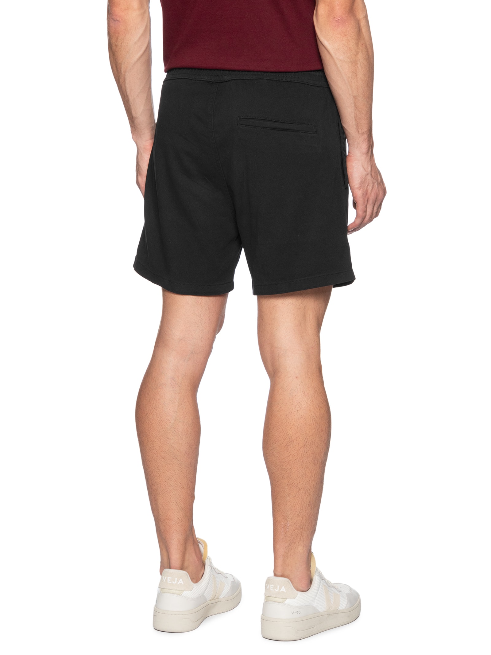 Short Masculino Sarja Elástico no Cós Preto Basiq Men