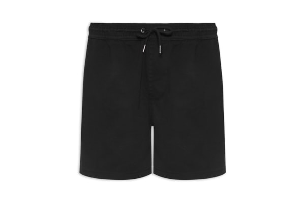 Short Masculino Sarja Elástico no Cós - Preto