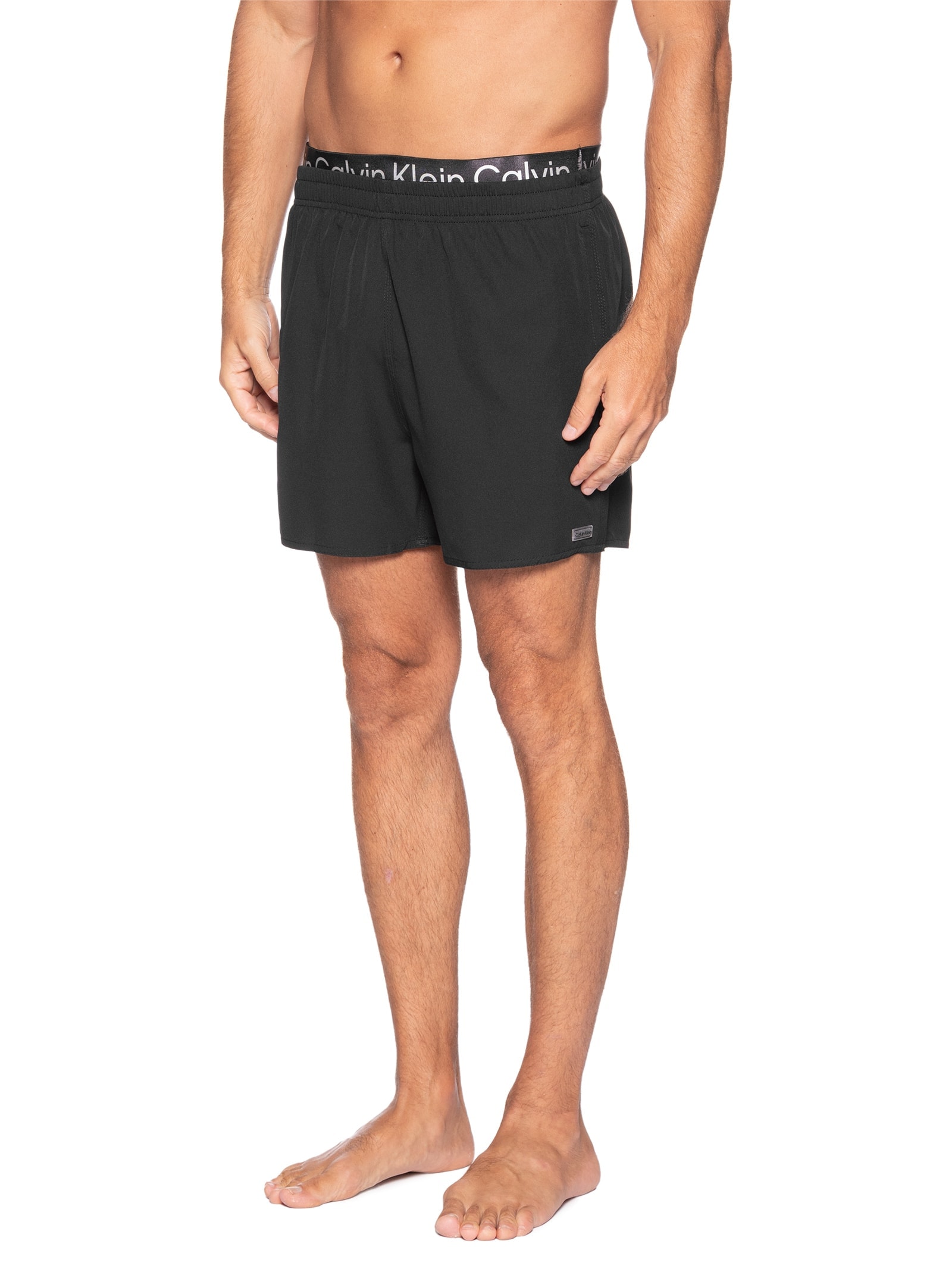 Short Masculino Swim Cós Com Elástico Preto Calvin Klein Jeans
