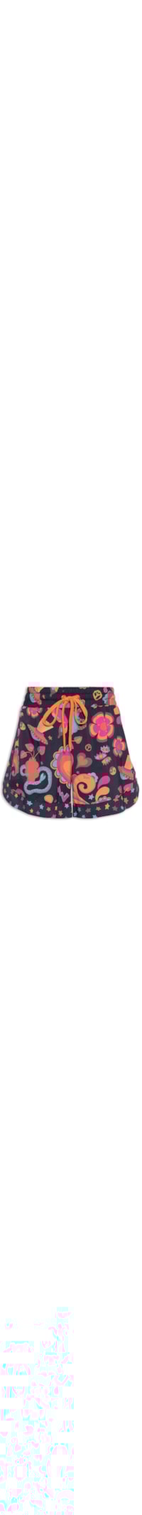 Short Nylon Estampa Happy - Preto