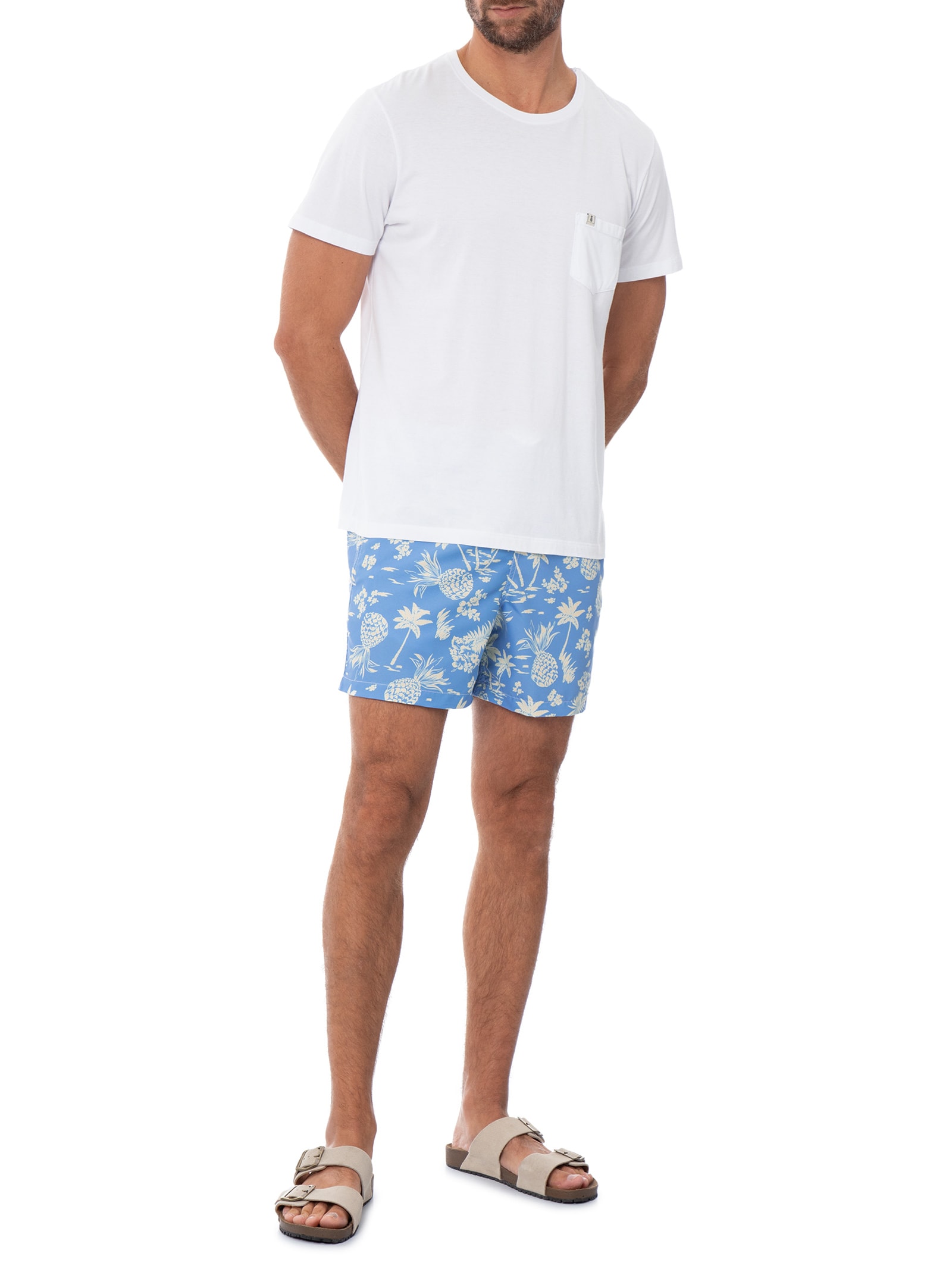 Short Praia Masculino Abacaxi Azul Pineapple