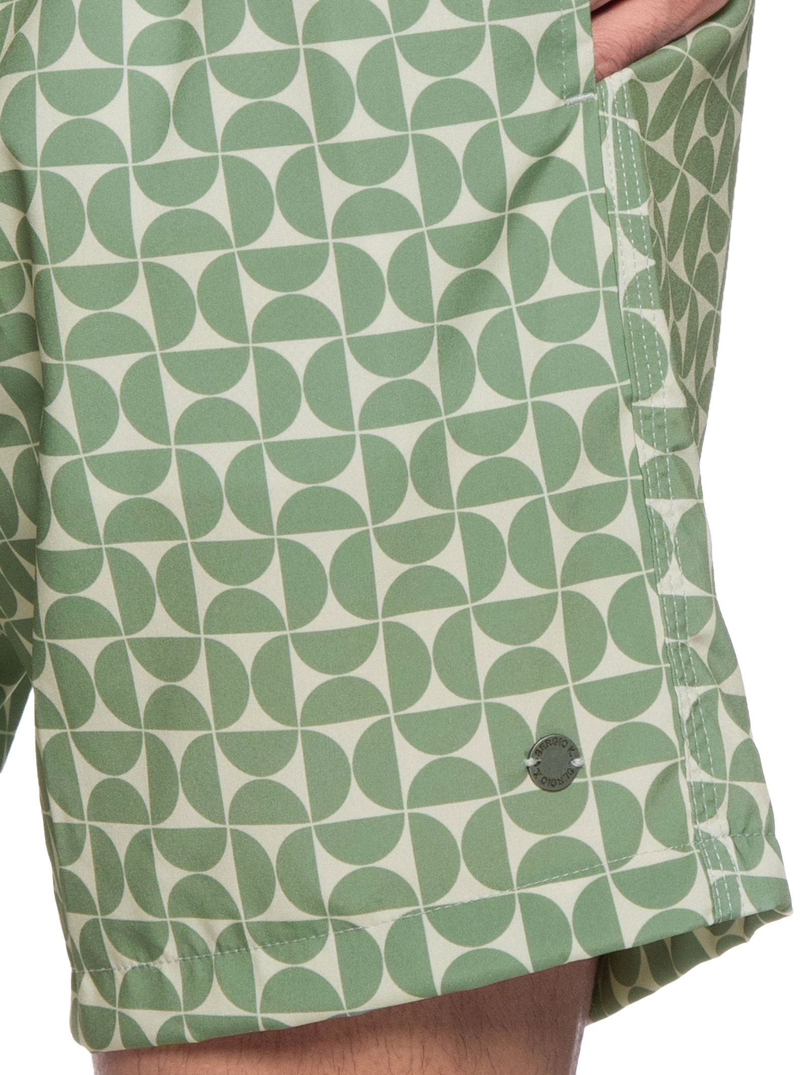 Short Praia Masculino Estampa Artsy Verde Sergio K