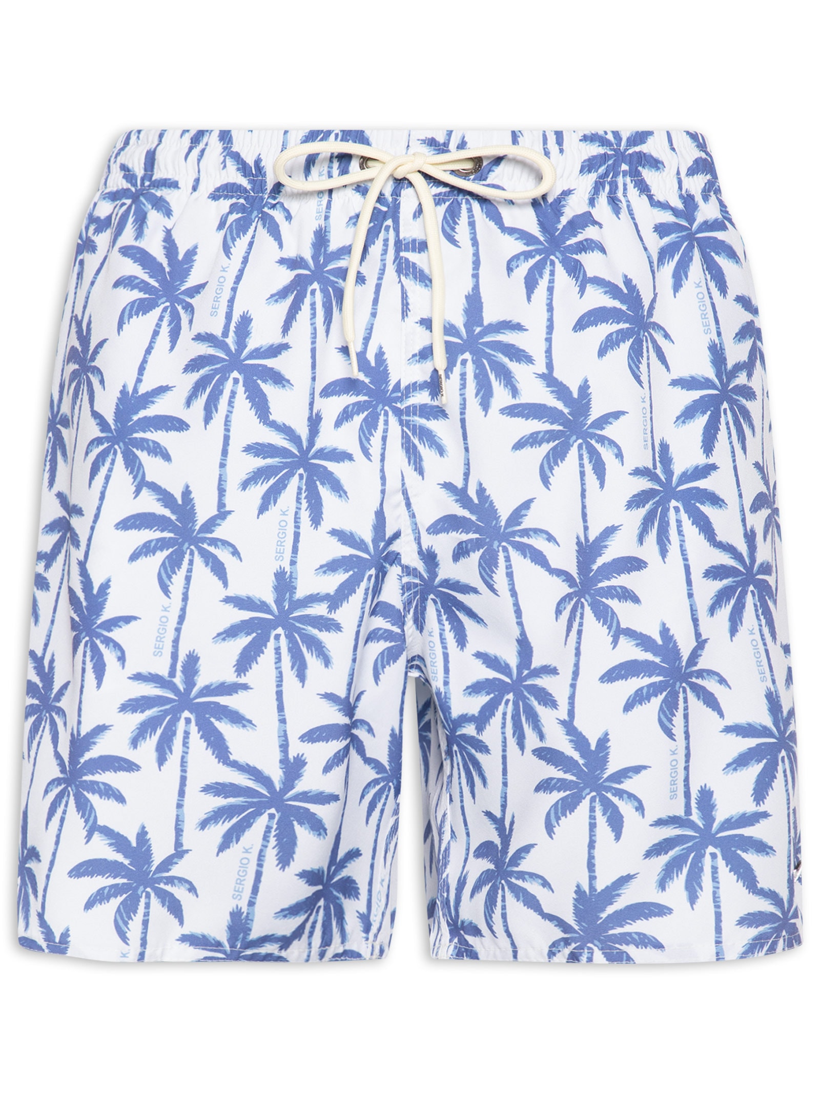 Short Praia Masculino Estampado Coqueiro Azul Sergio K