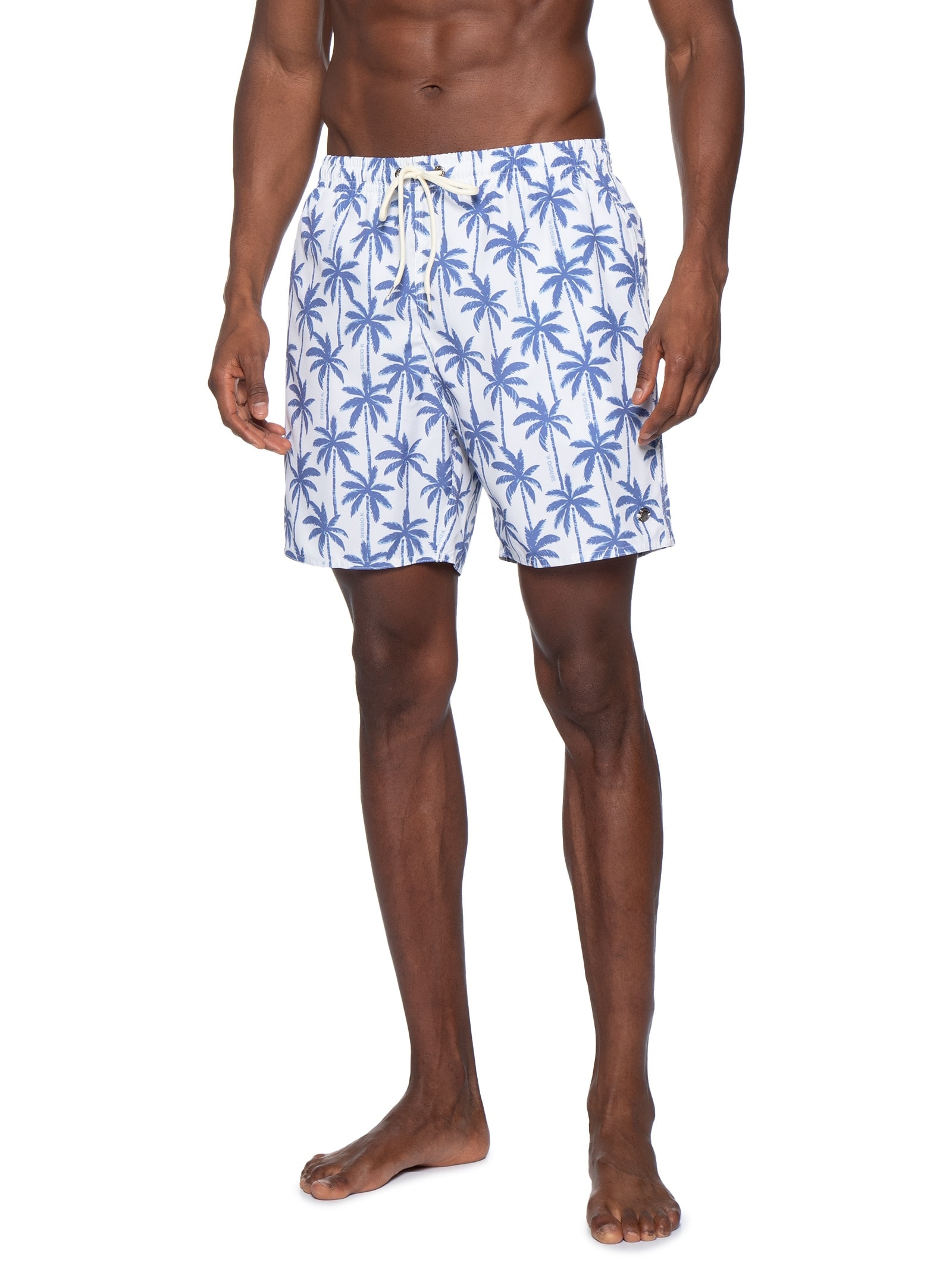 Short Praia Masculino Estampado Coqueiro Azul Sergio K