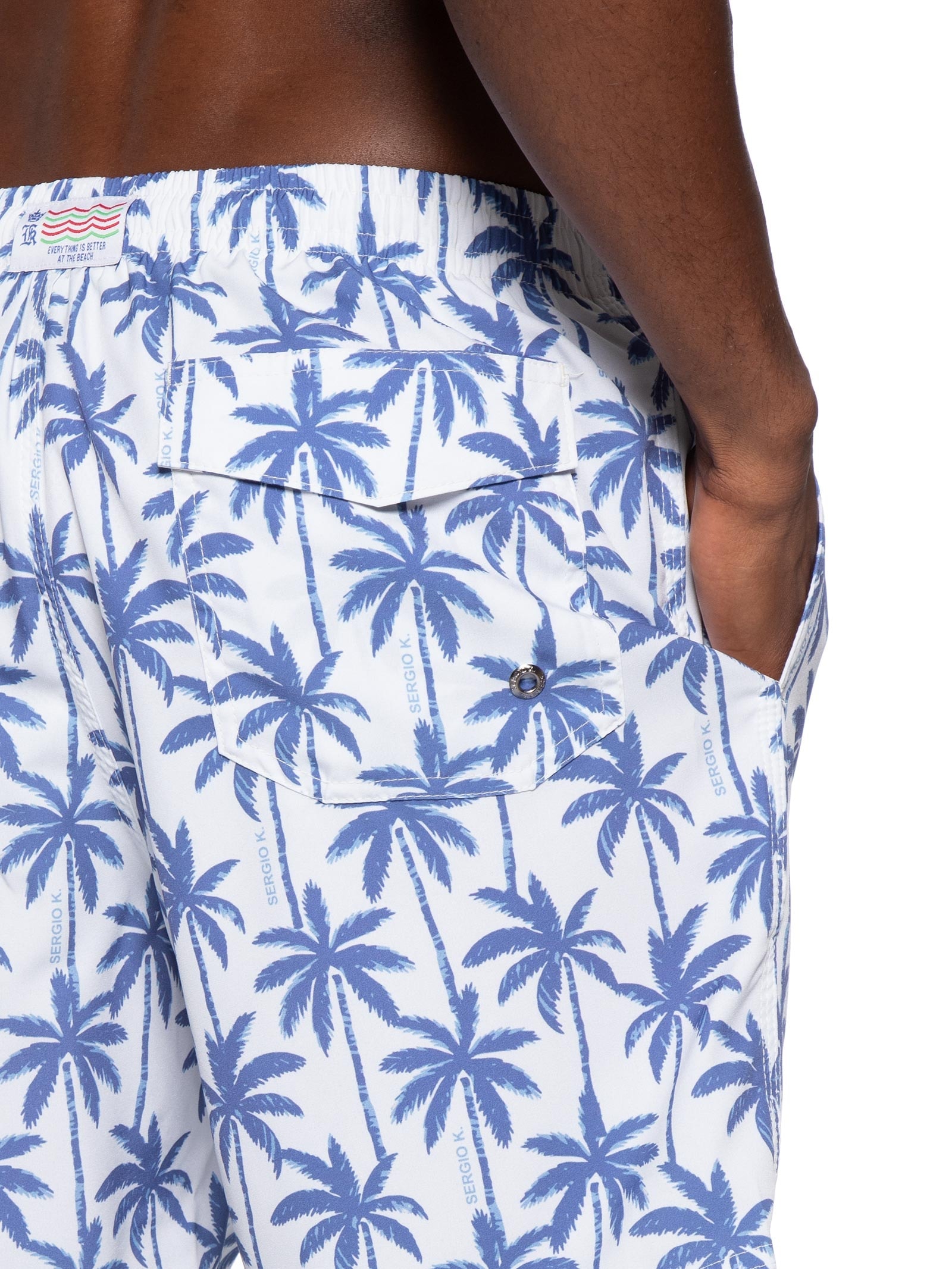 Short Praia Masculino Estampado Coqueiro Azul Sergio K