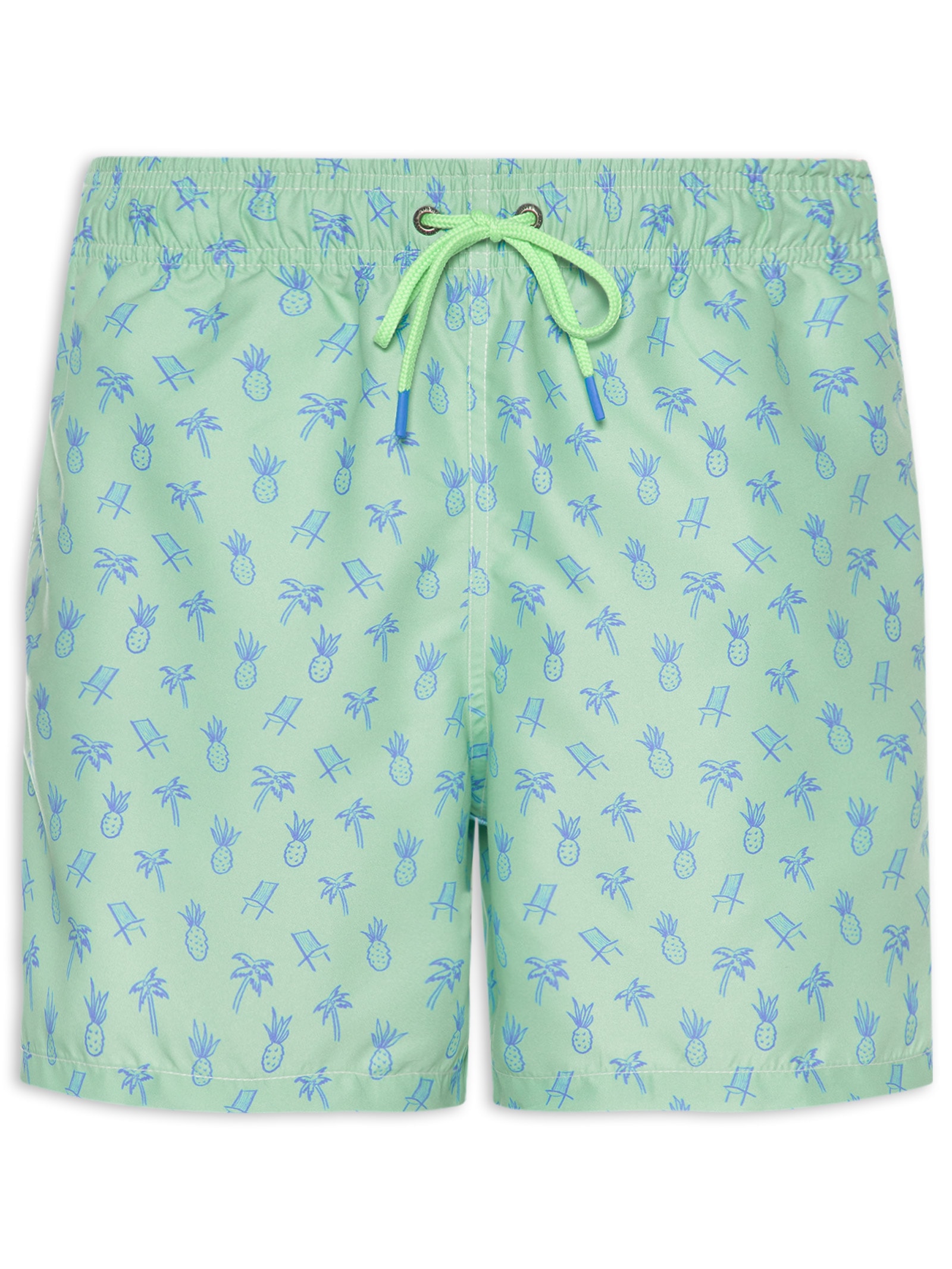Short Praia Masculino Estampado Férias – Verde Pineapple