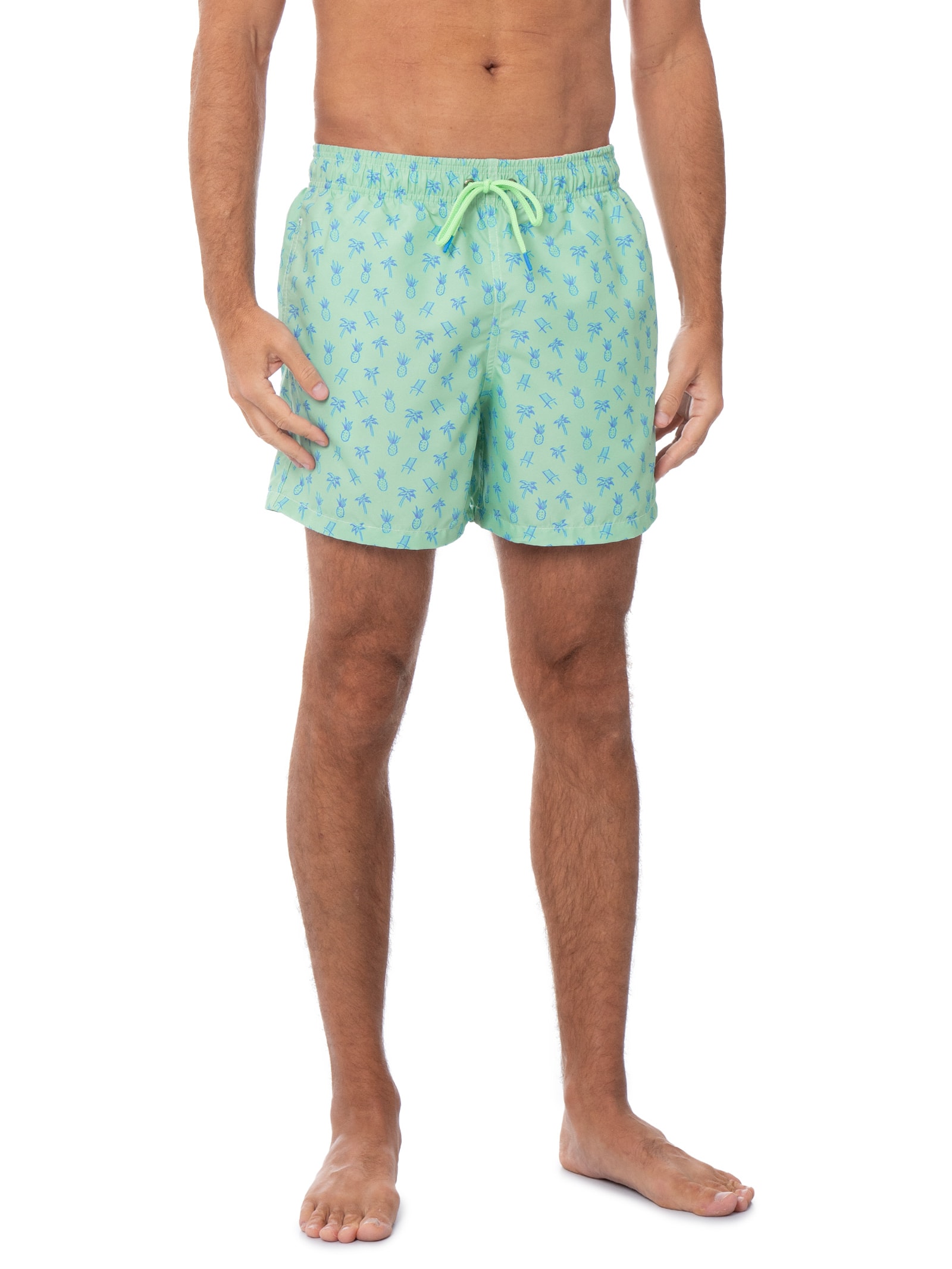 Short Praia Masculino Estampado Férias – Verde Pineapple