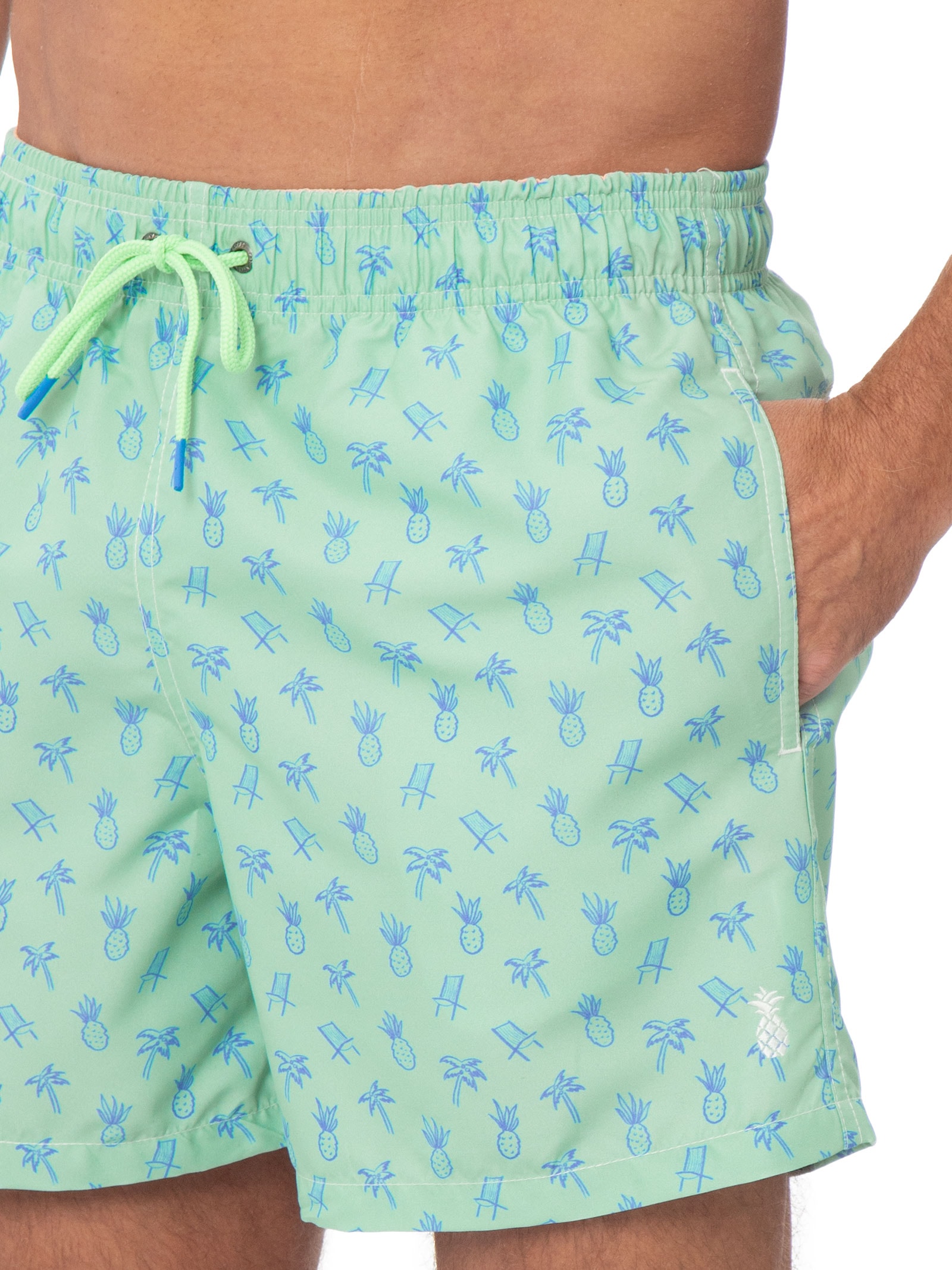 Short Praia Masculino Estampado Férias – Verde Pineapple