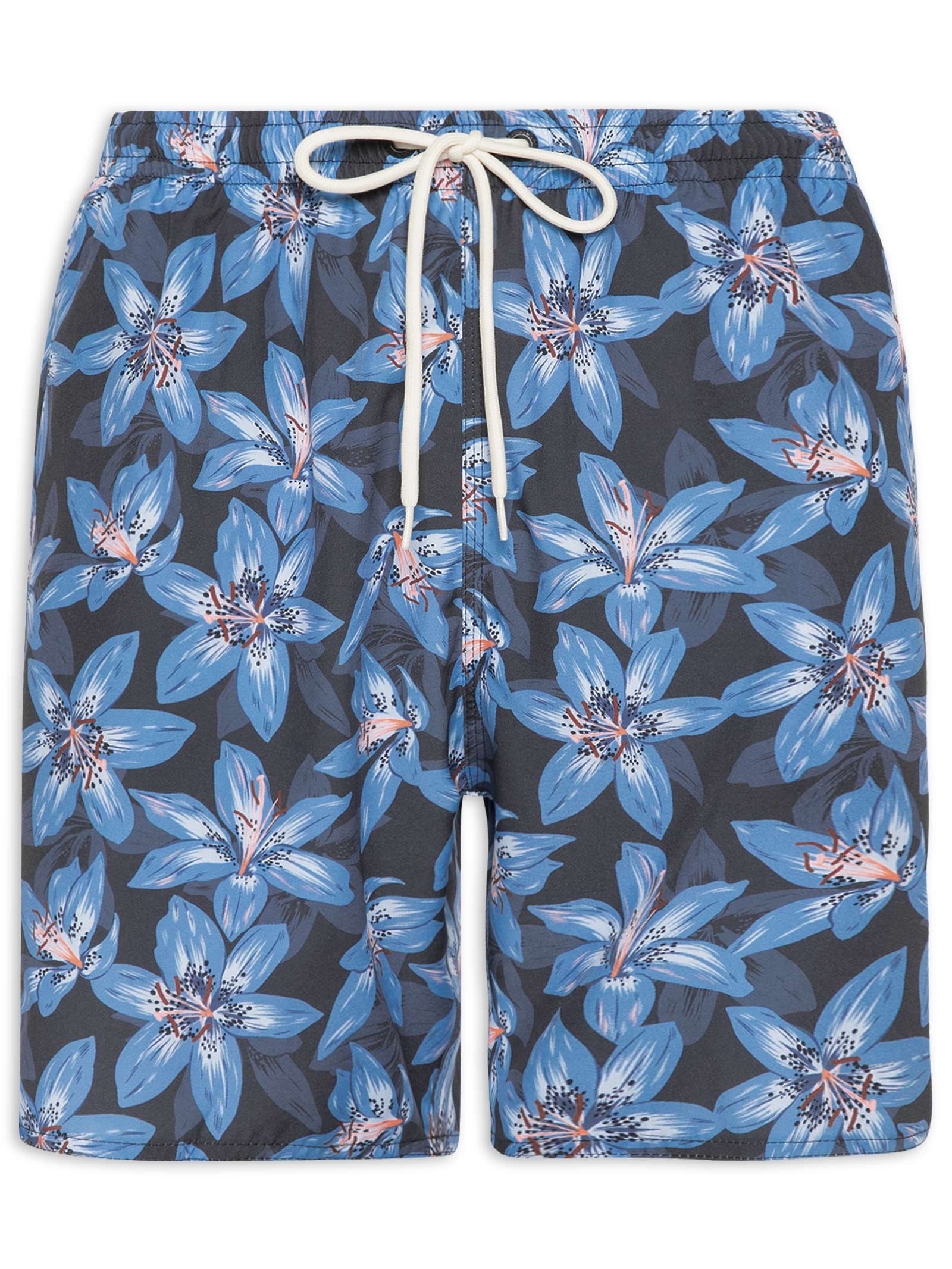 Short Praia Masculino Estampado Lírio Cinza Sergio K