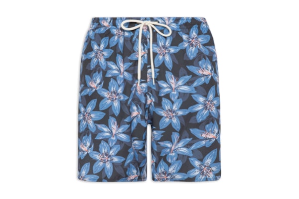 Short Praia Masculino Estampado Lírio - Cinza