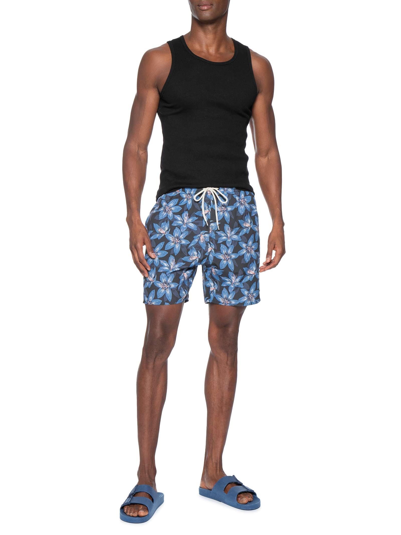 Short Praia Masculino Estampado Lírio Cinza Sergio K