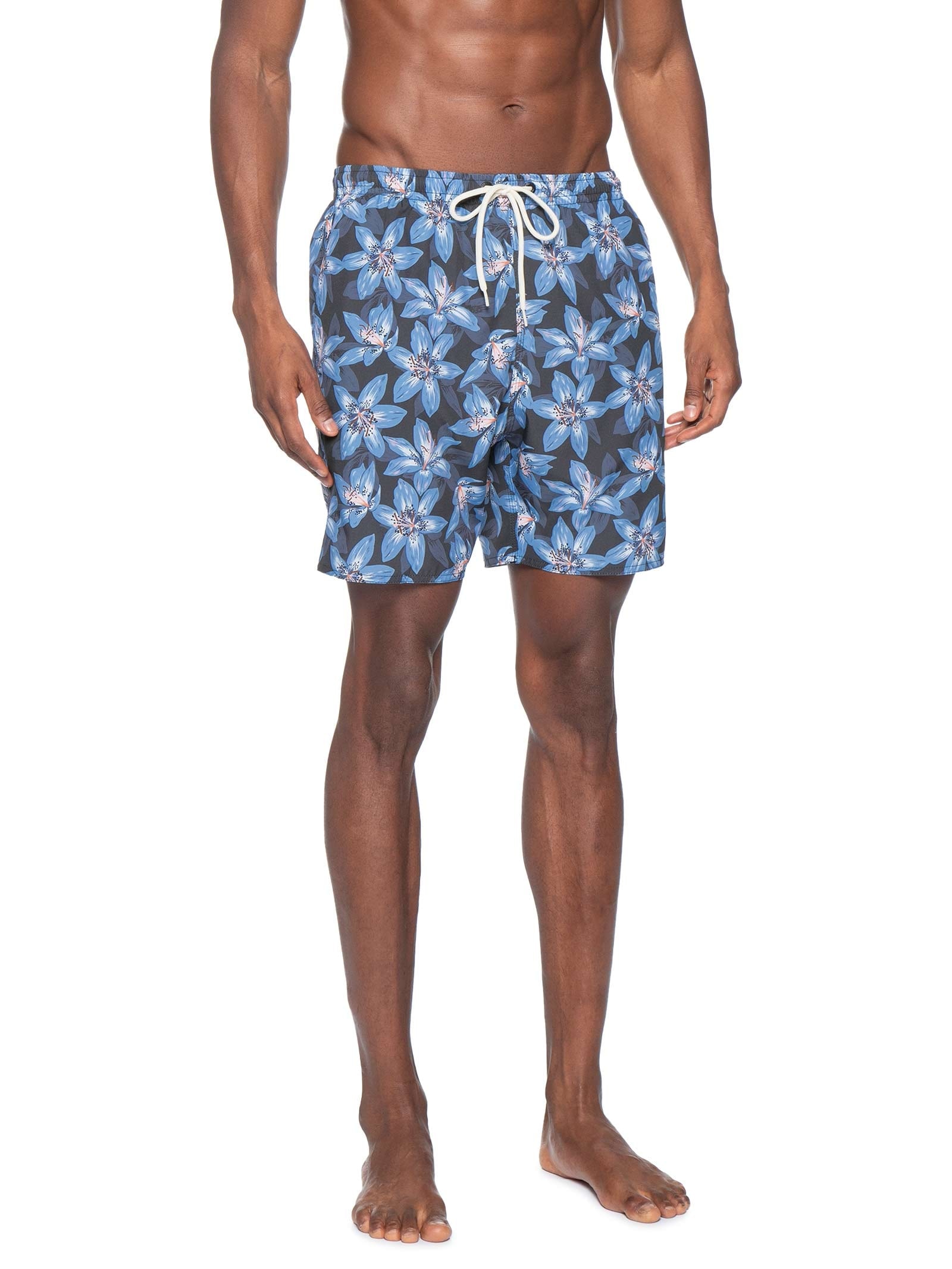 Short Praia Masculino Estampado Lírio Cinza Sergio K
