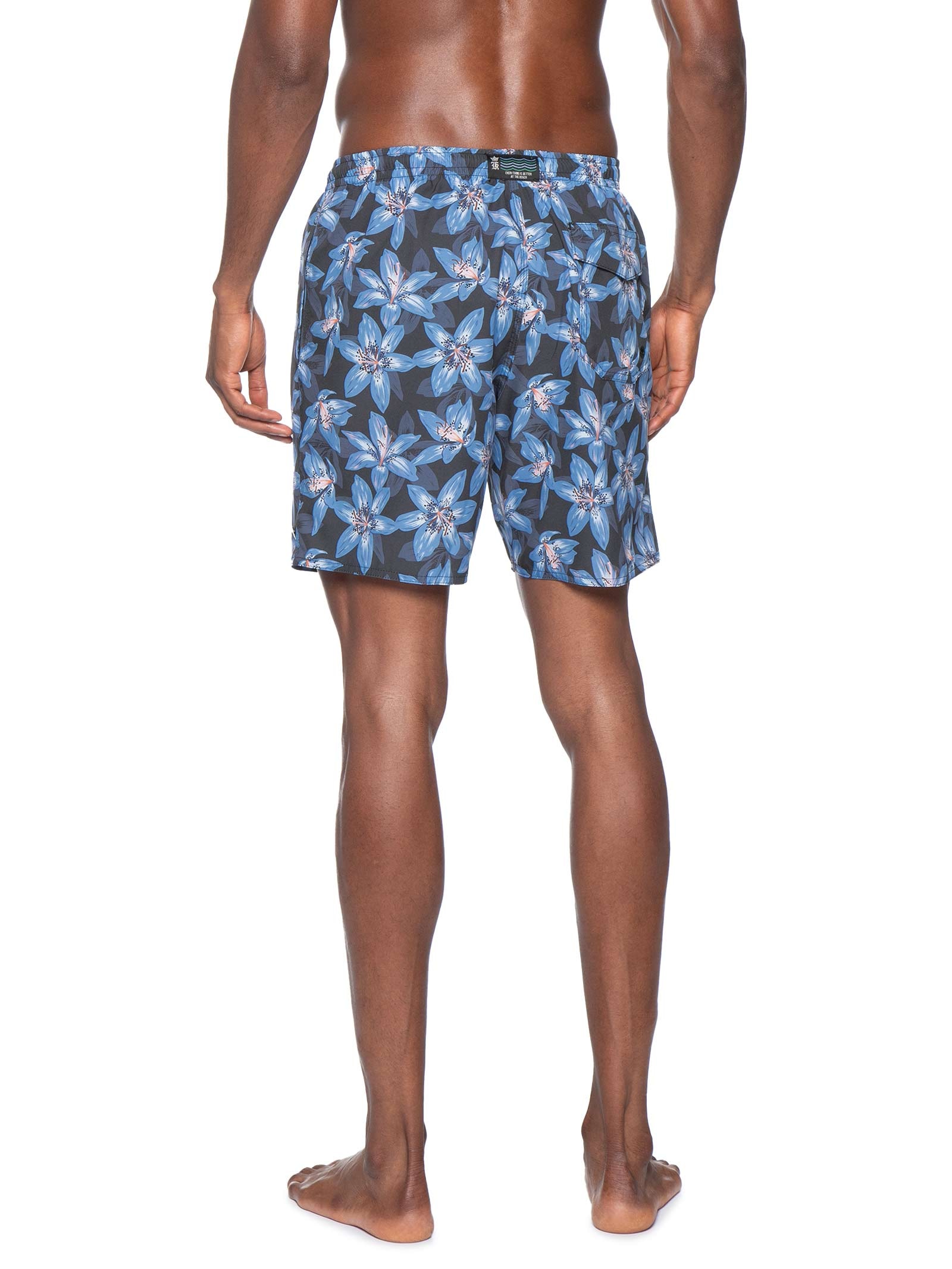 Short Praia Masculino Estampado Lírio Cinza Sergio K