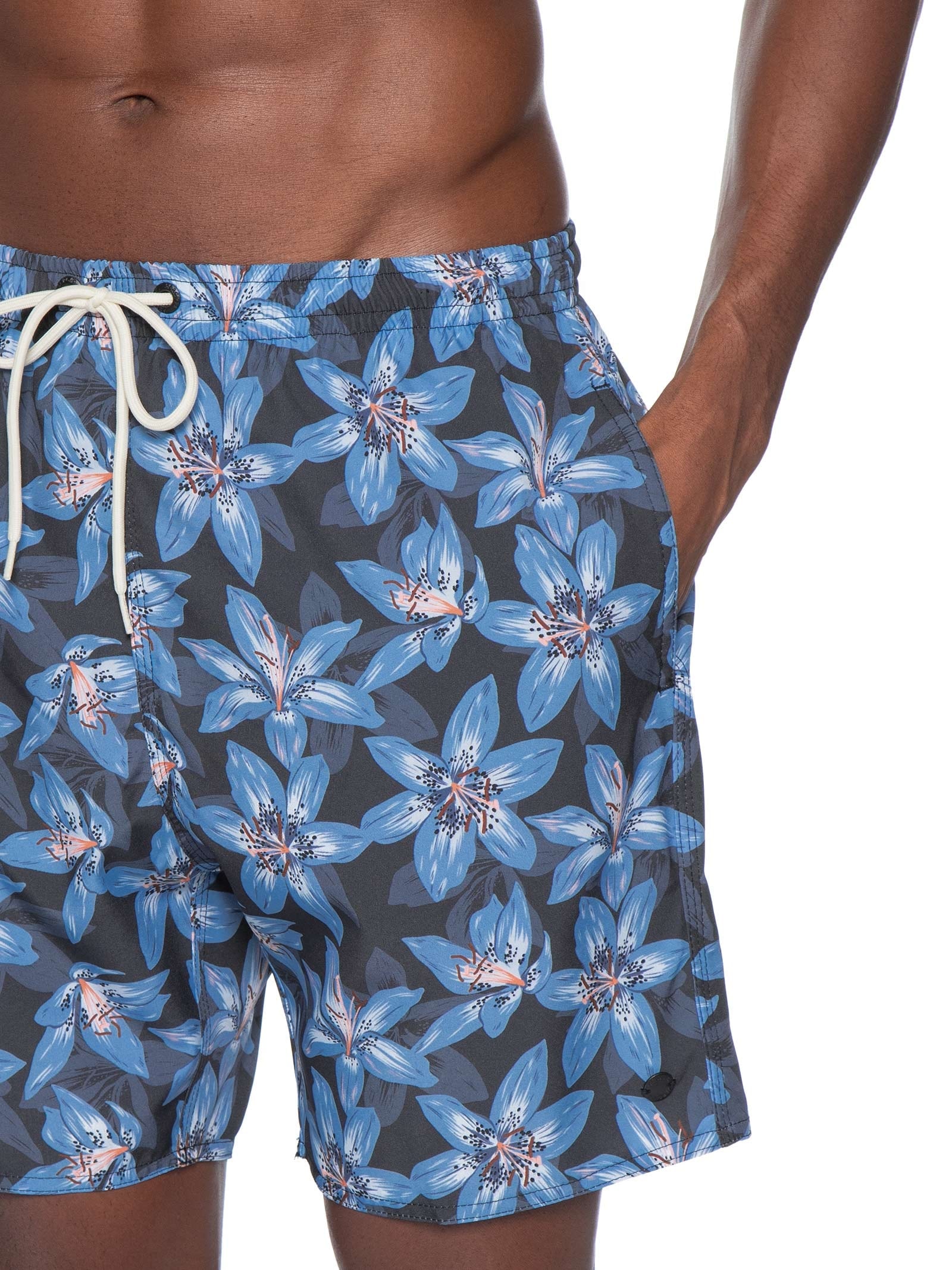 Short Praia Masculino Estampado Lírio Cinza Sergio K