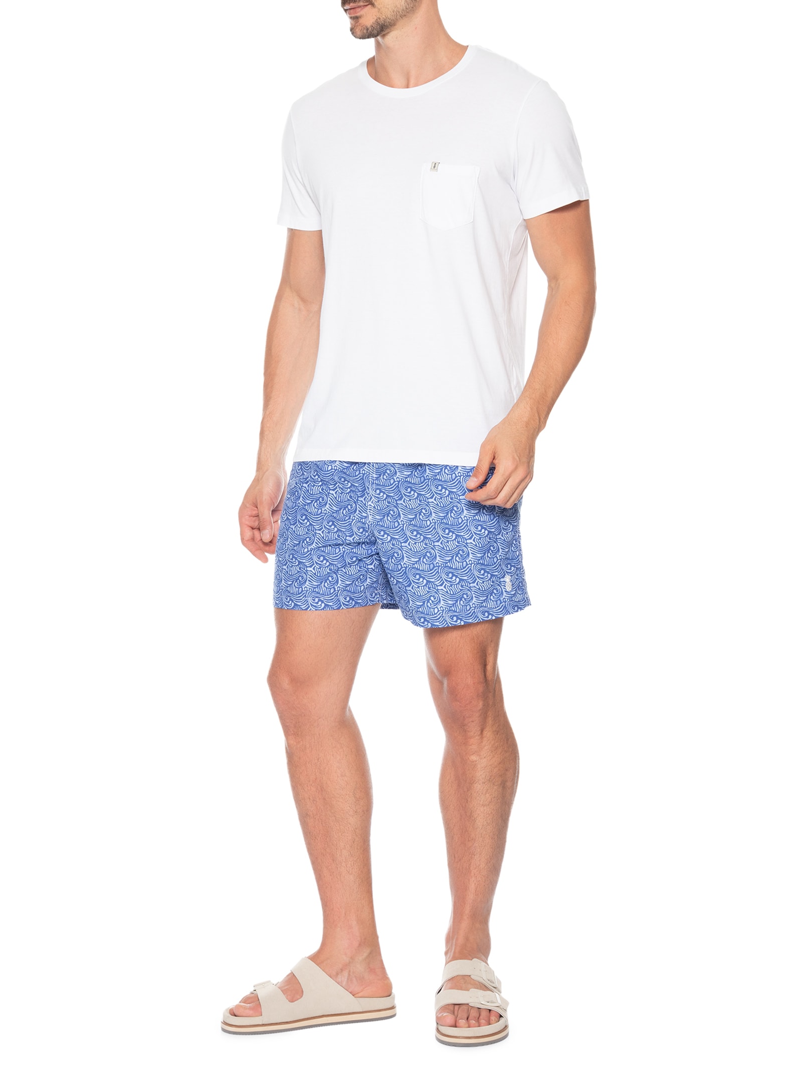 Short Praia Masculino Estampado Pine Oceano Azul Pineapple