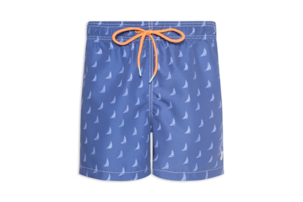 Short Praia Masculino Estampado Pine Veleiro - Azul