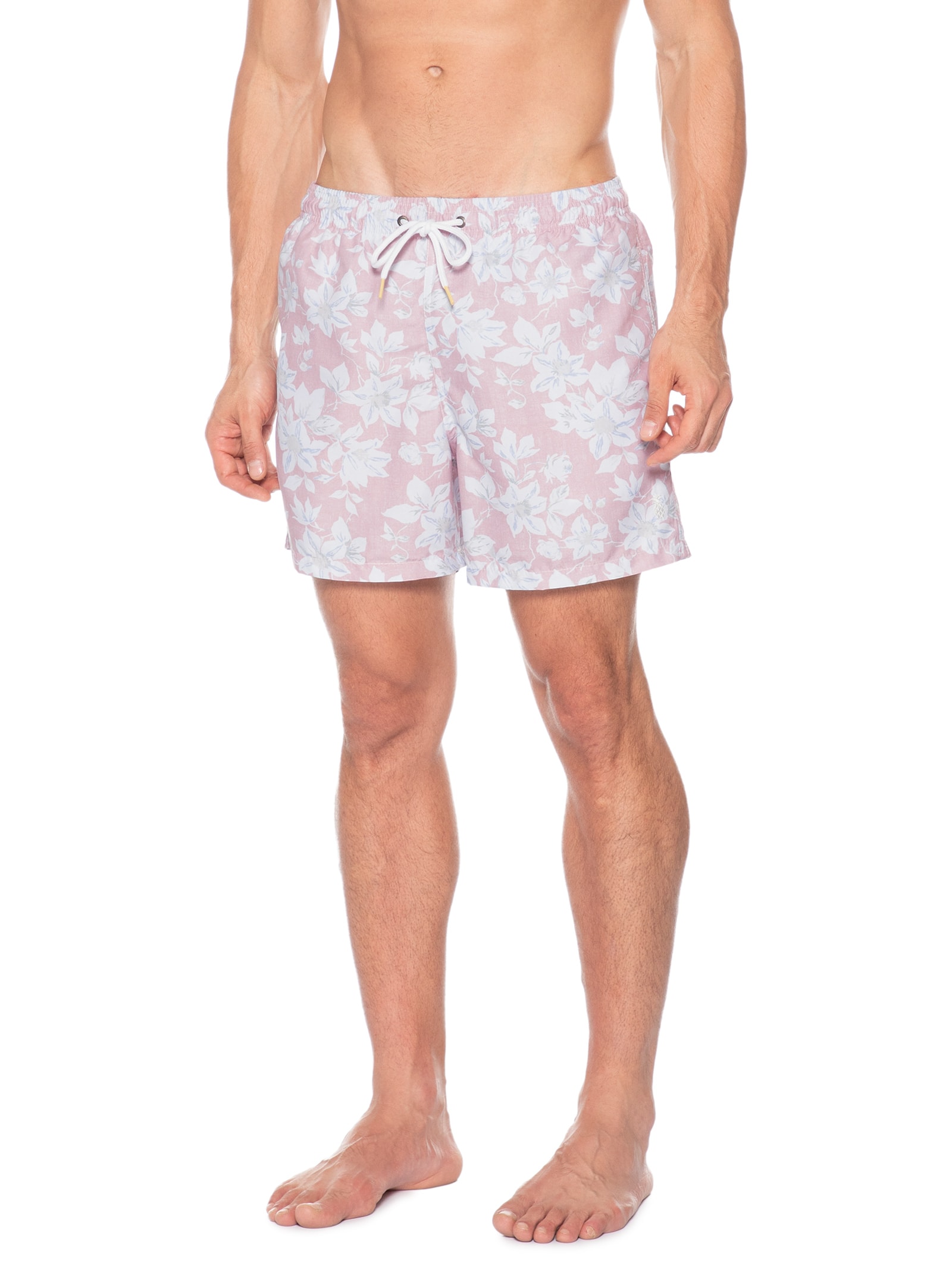 Short Praia Masculino Estampado Sandflower Rosa Pineapple