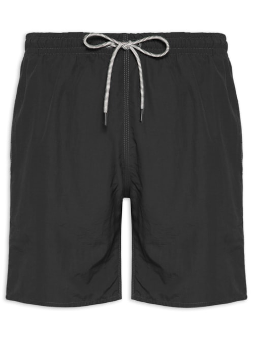 Short Praia Masculino Gorgurão Poliamida - Preto